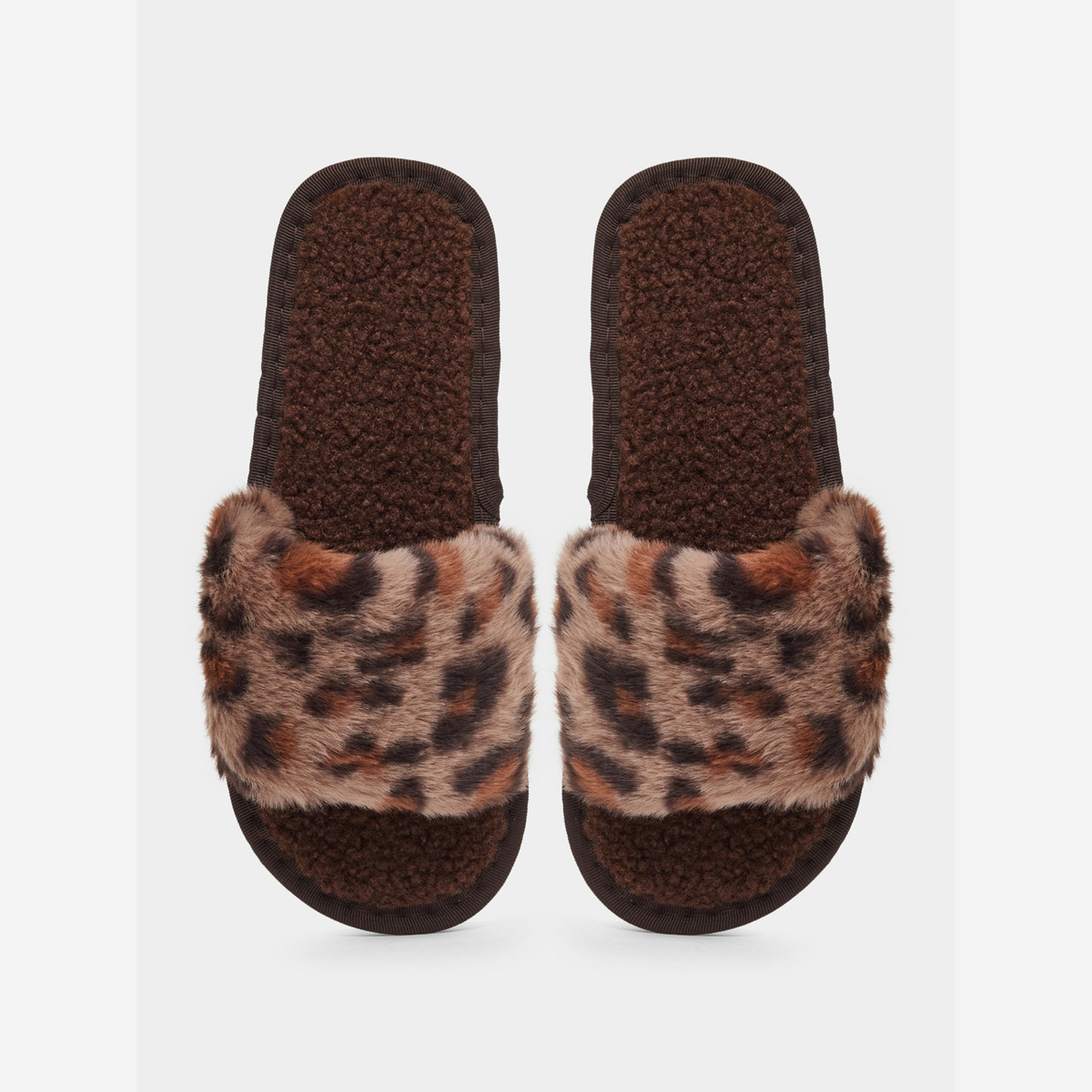 ستايلي - شبشب منزلية فرو طبعة جلد النمر-women-shoes-bedroomslippers-image-3
