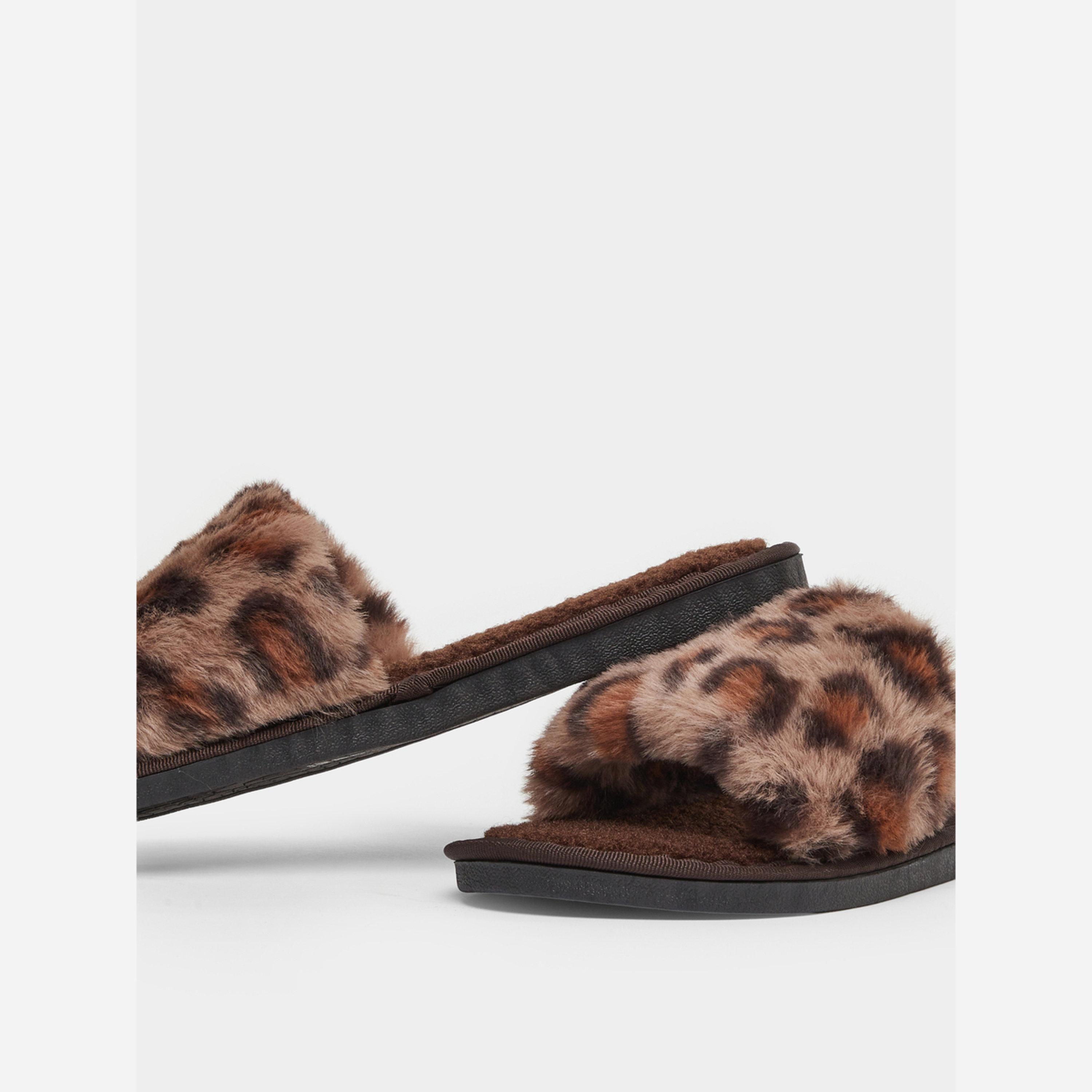 Styli Leopard Print Furry Bedroom Slippers-women-shoes-bedroomslippers-image-4