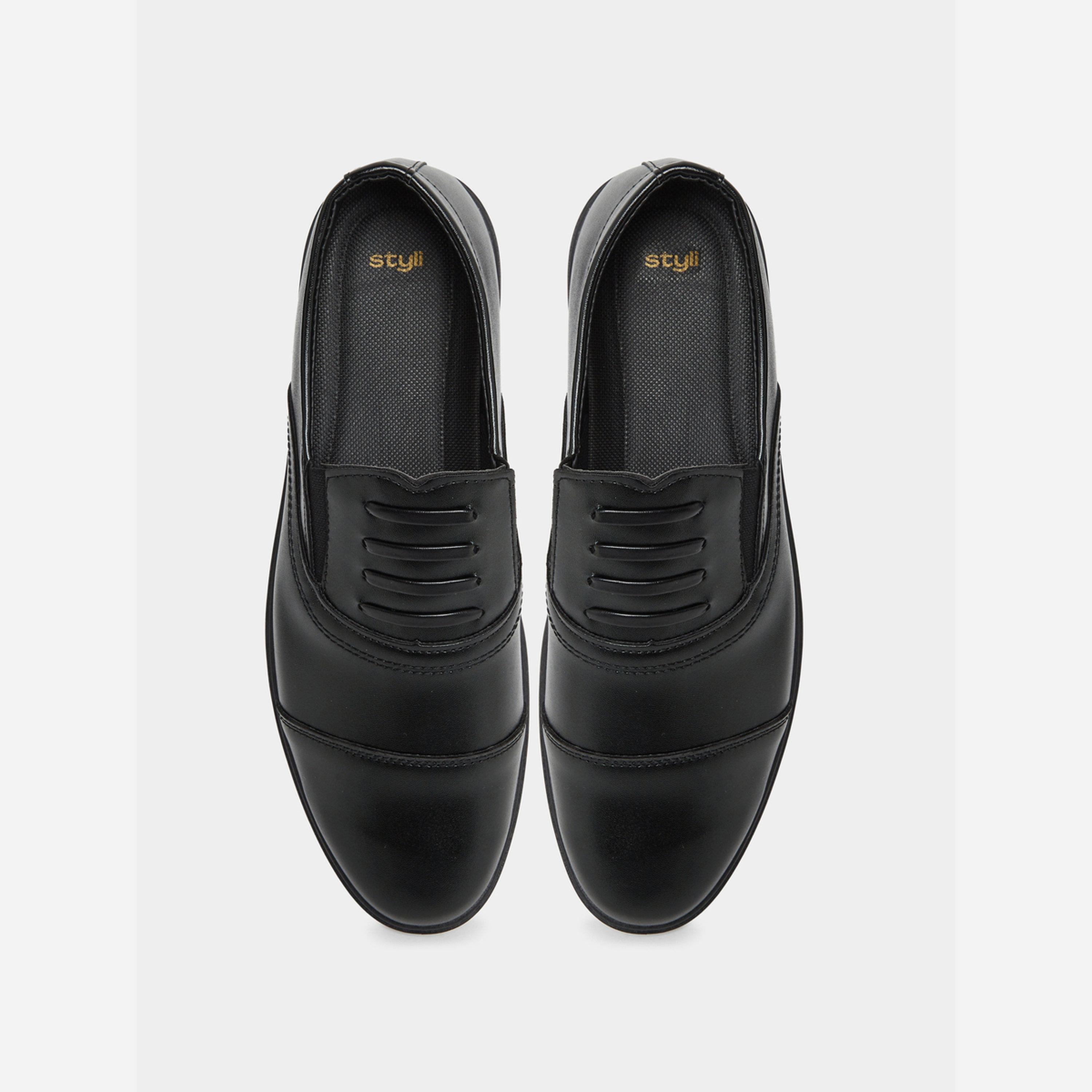 Styli Black Leather Oxford Shoes-men-shoes-loafersandmoccasins-image-3