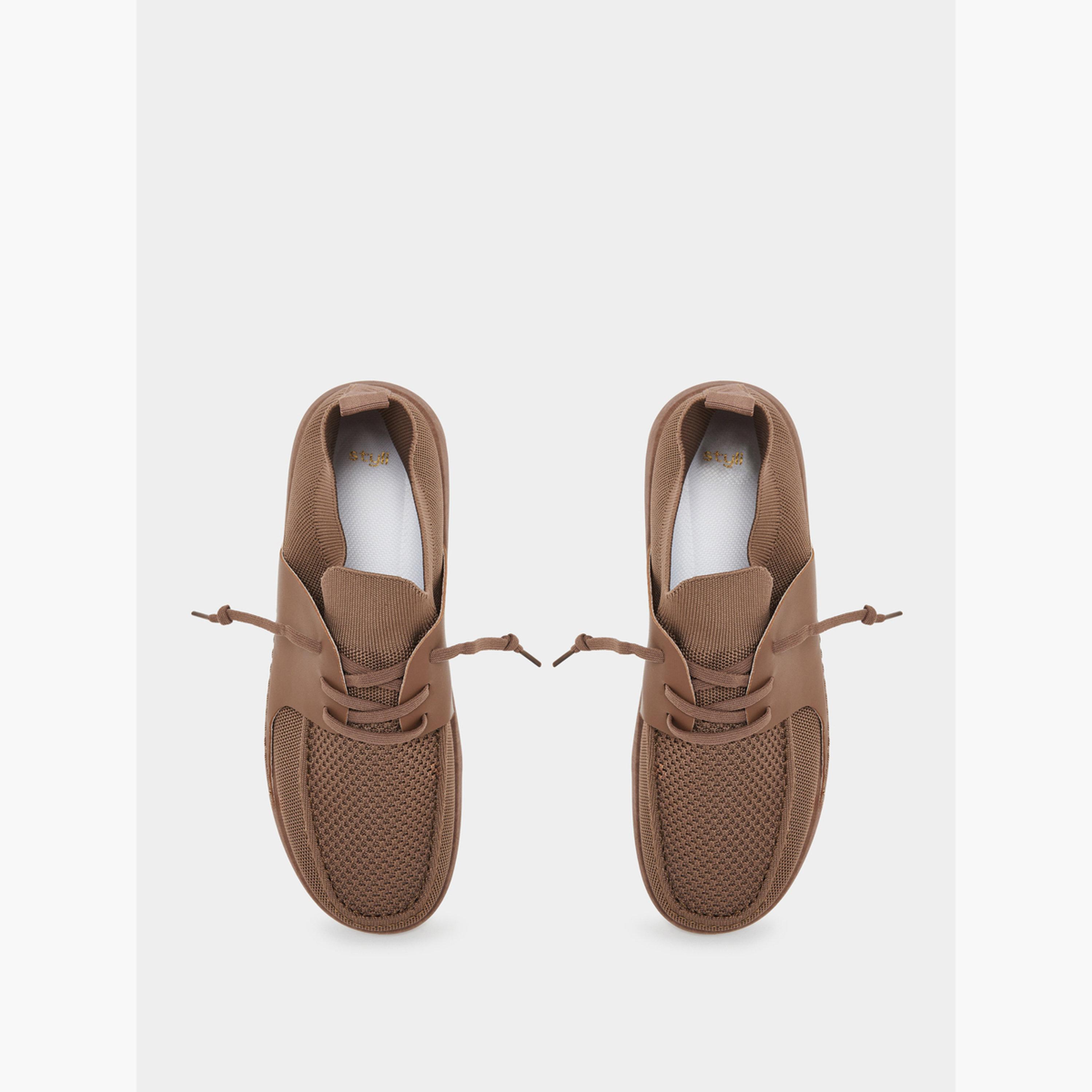 Styli Men Beige Mesh Lace-Up Shoes-men-shoes-sneakers-image-5
