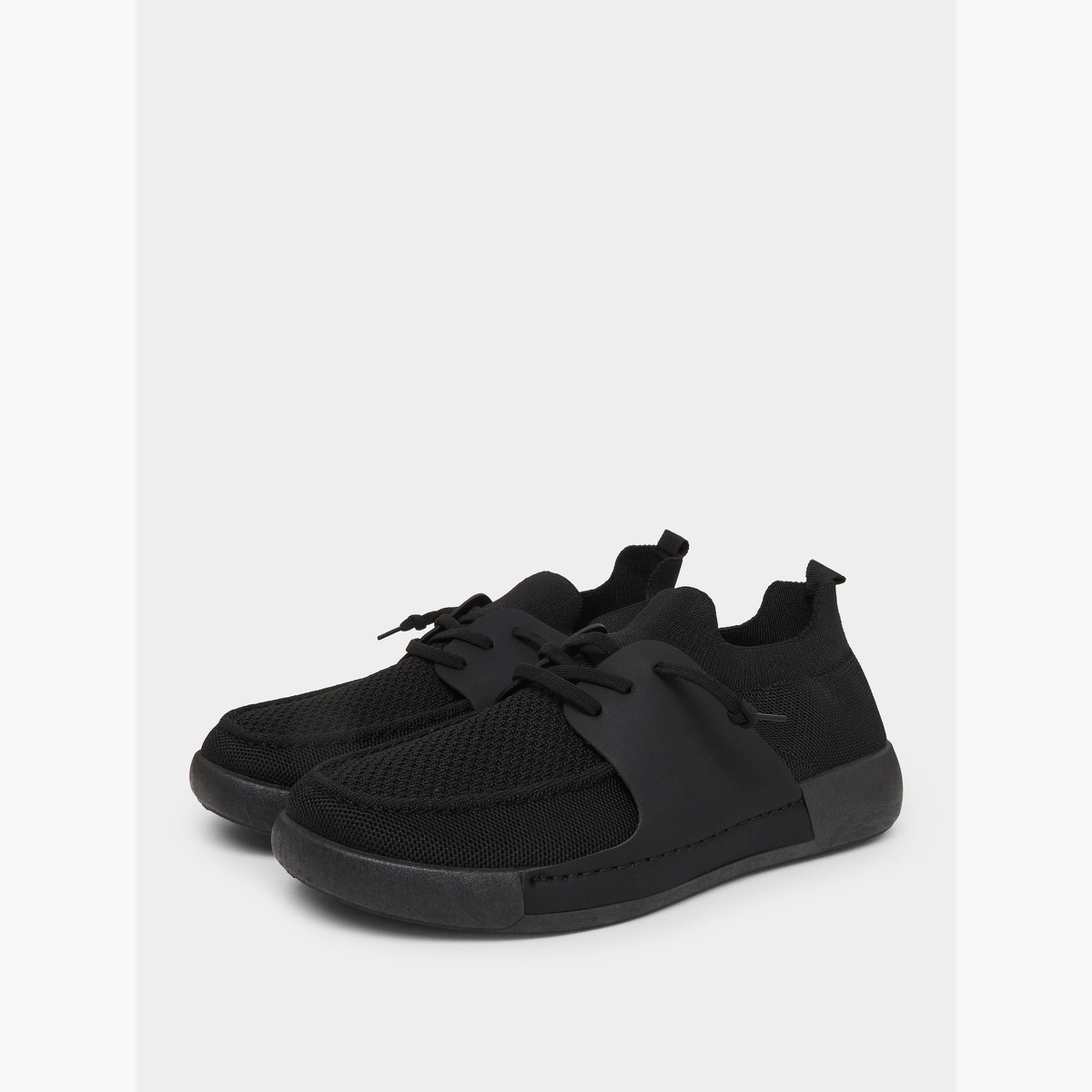 Styli Black Lace-up Mesh Sneakers-men-shoes-sneakers-image-1