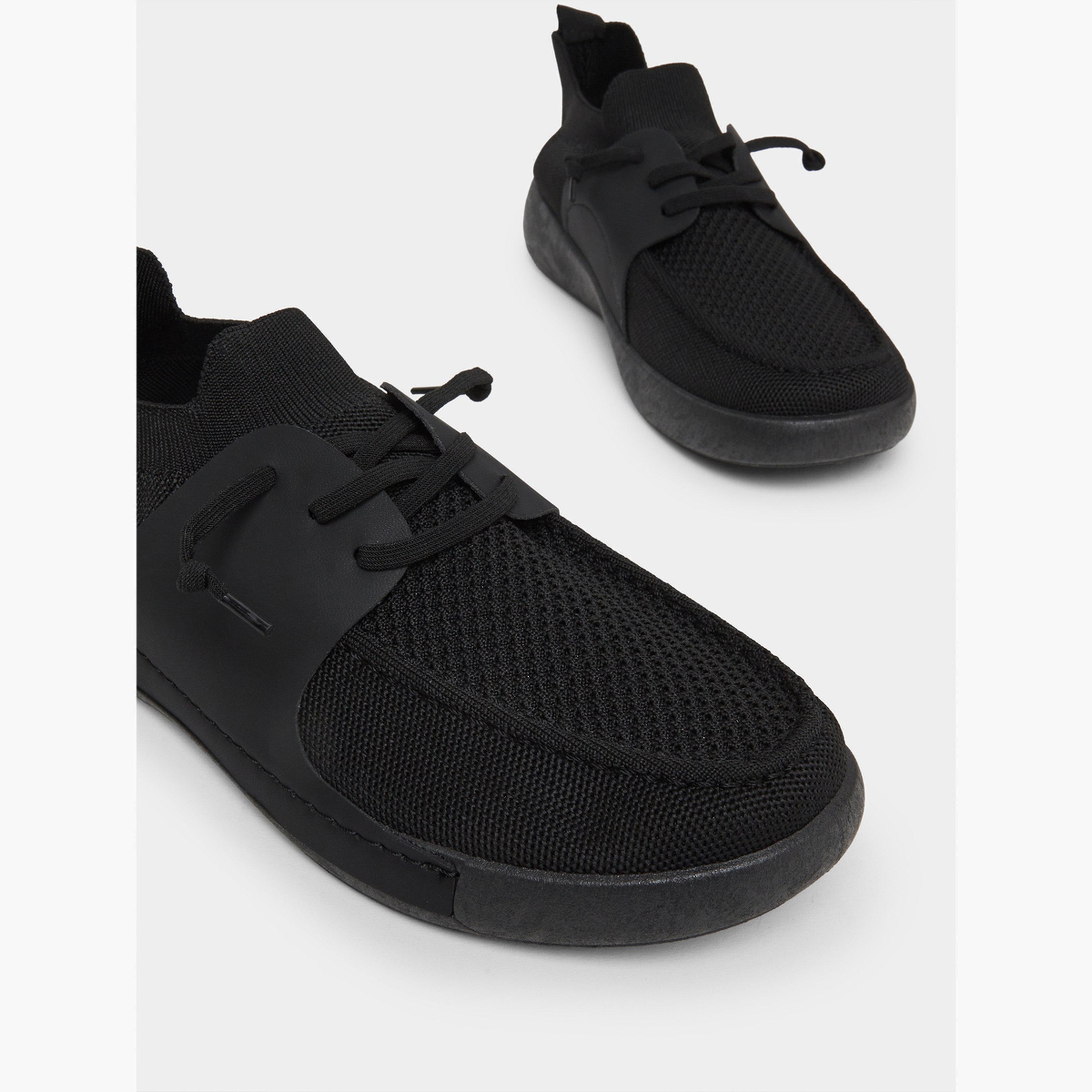 Styli Black Lace-up Mesh Sneakers-men-shoes-sneakers-image-3