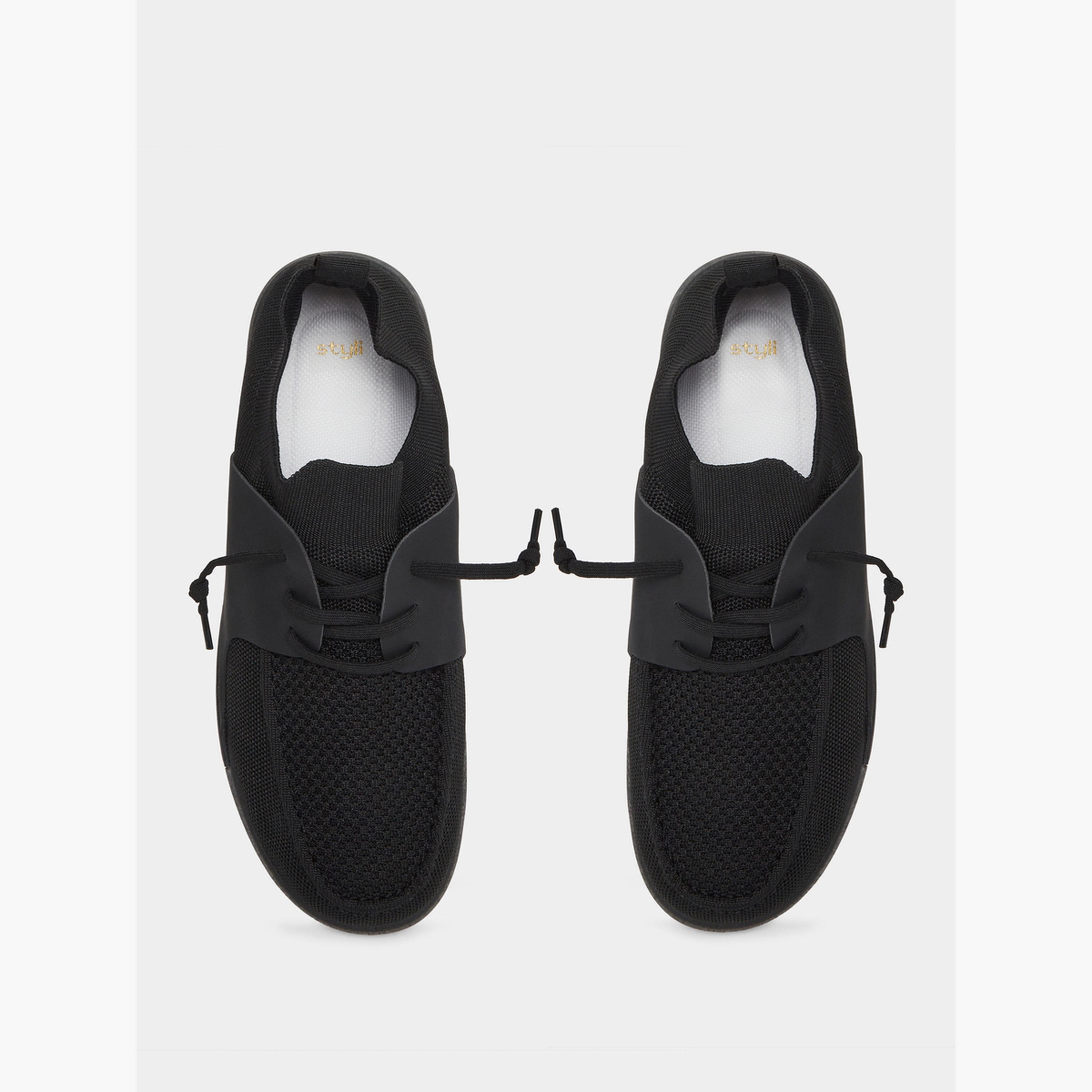 Styli Black Lace-up Mesh Sneakers-men-shoes-sneakers-image-5