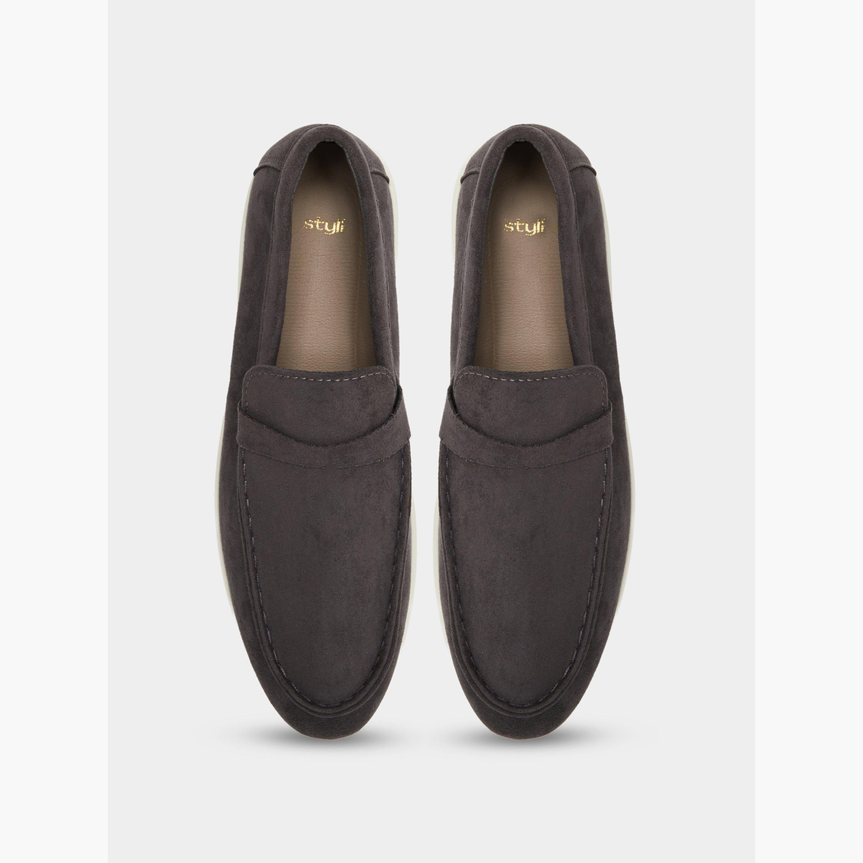Styli Men Grey Suede Loafers-men-shoes-loafersandmoccasins-image-4