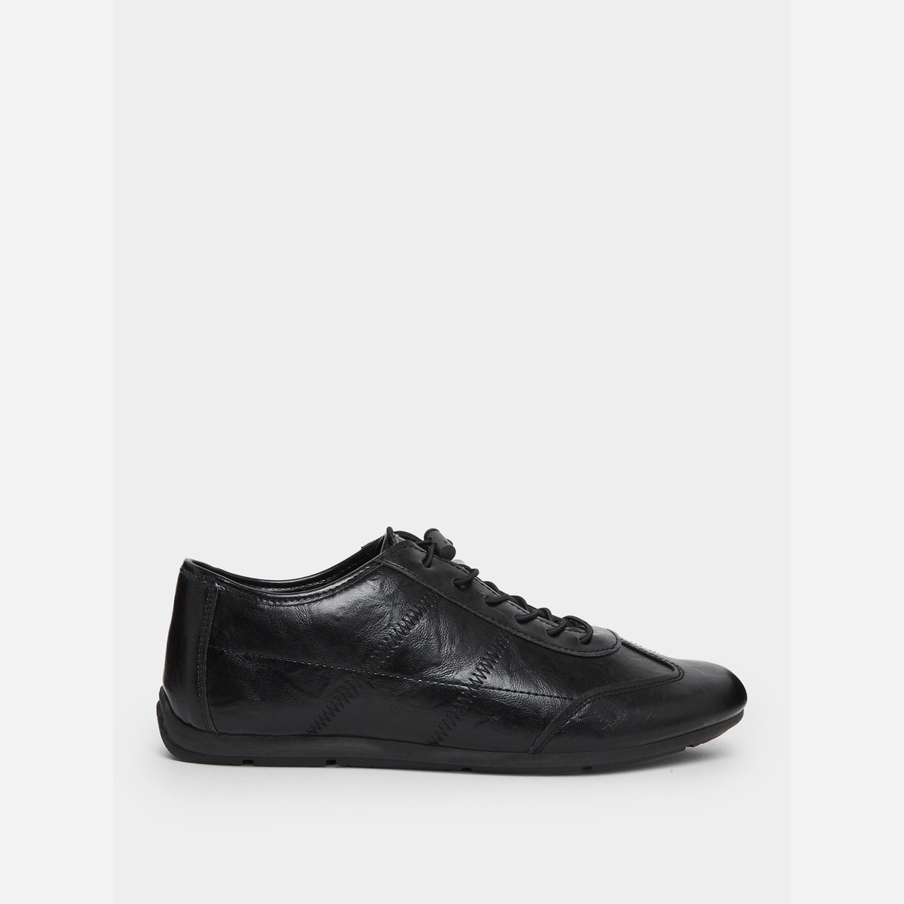 Styli Men Black Leather-Look Sneakers-men-shoes-sneakers-image-2