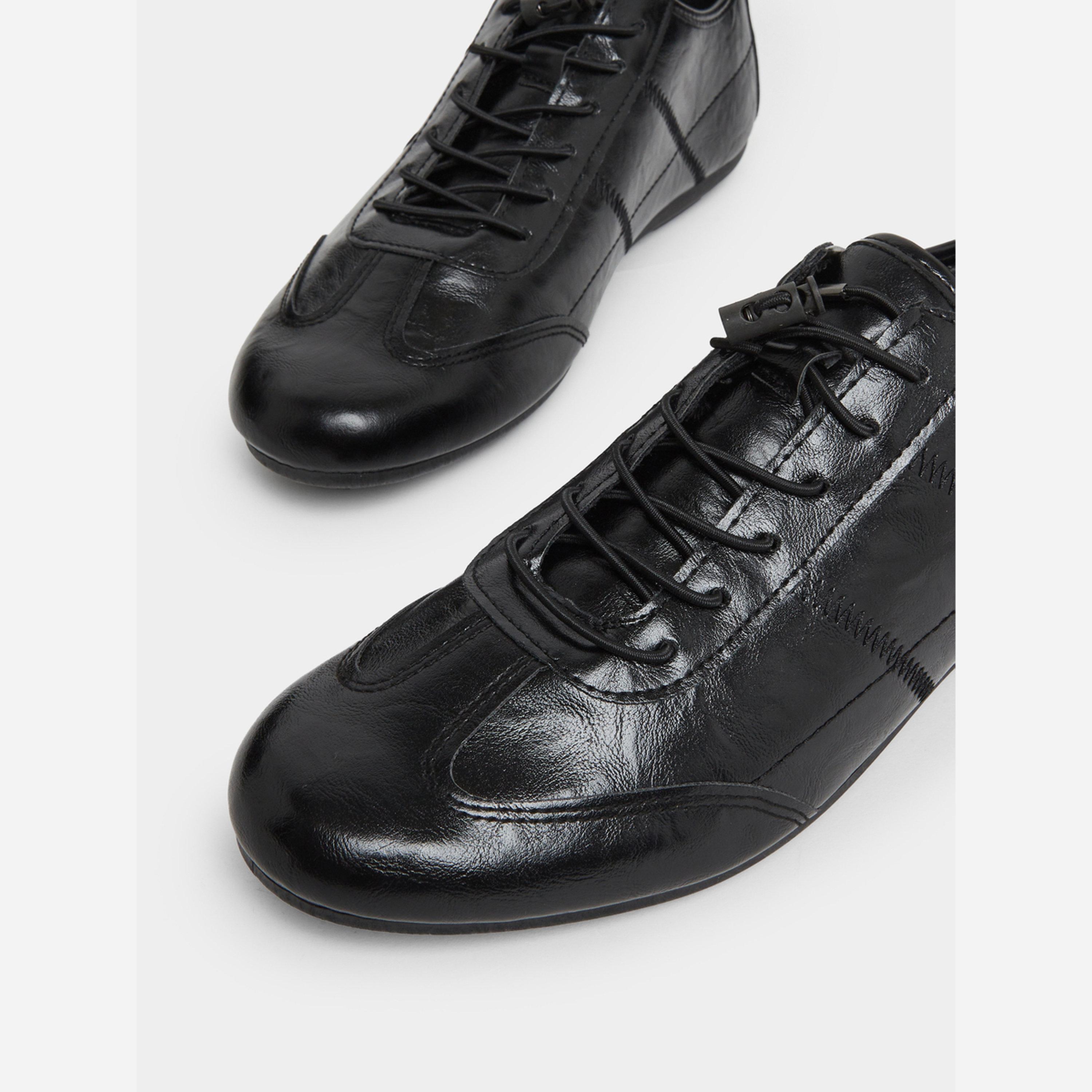 Styli Men Black Leather-Look Sneakers-men-shoes-sneakers-image-4