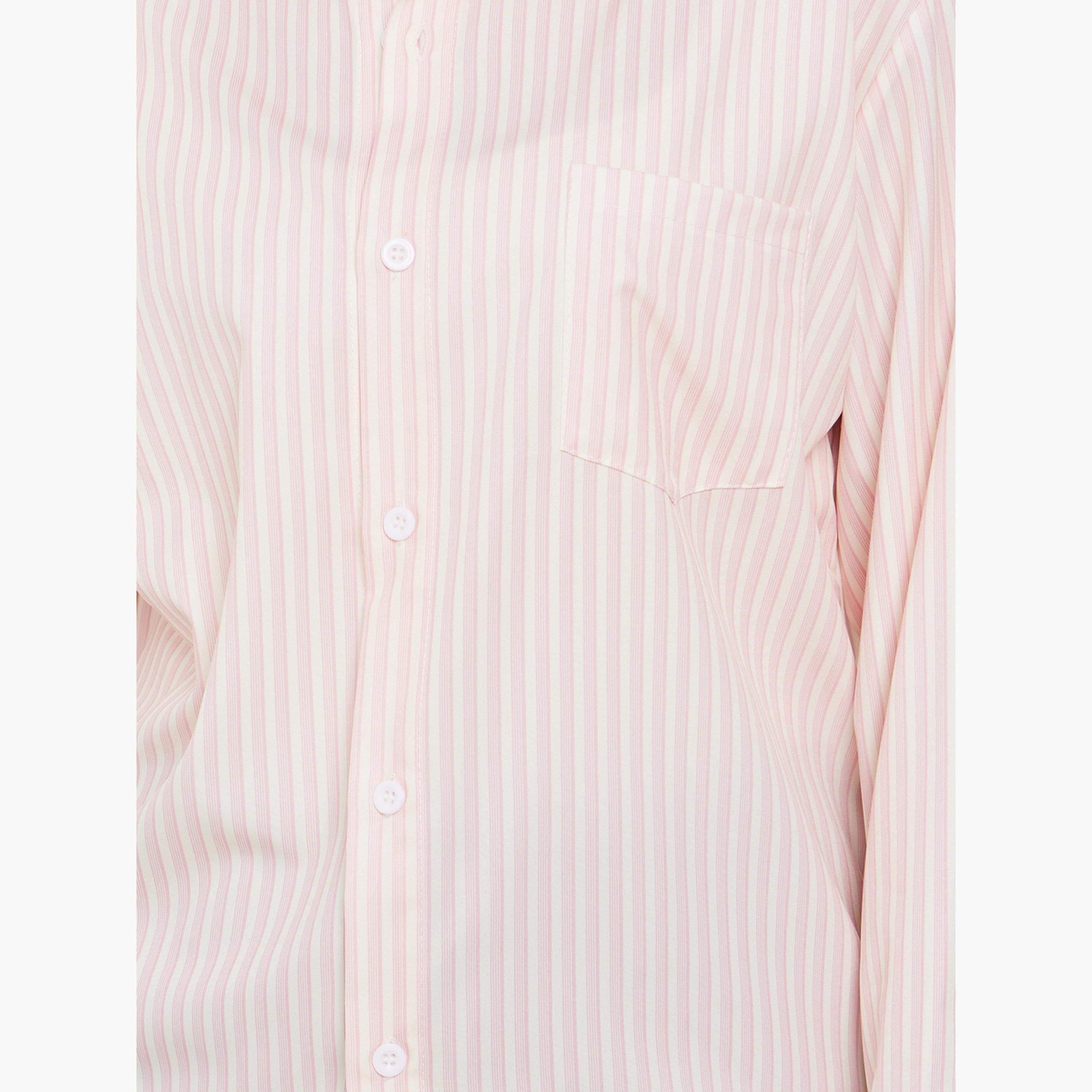 ستايلي - قميص مخطط مقاس واسع بأكمام طويلة-women-clothing-shirtsandblouses-shirts-image-2