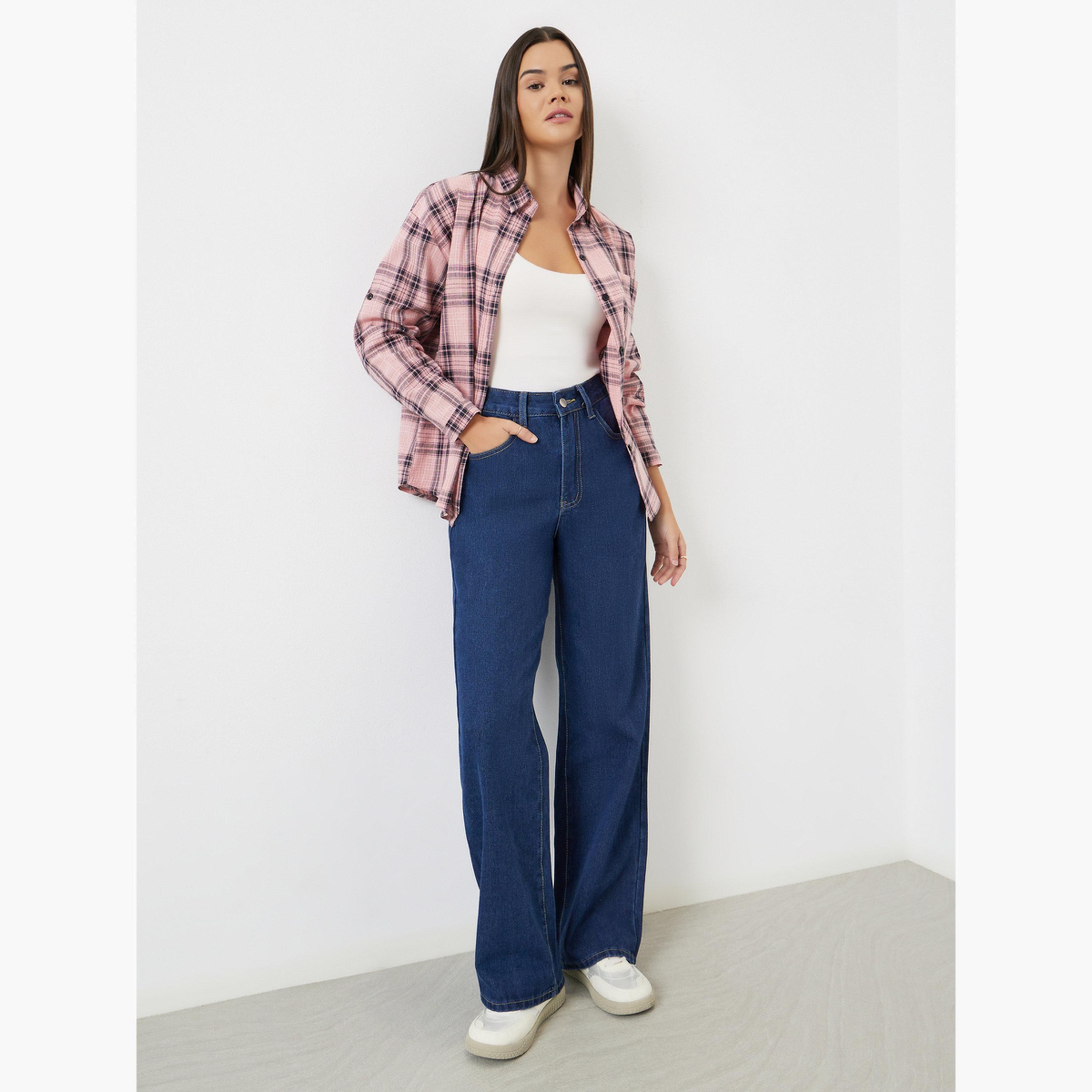 ستايلي - قميص وردي منقوش بأكمام طويلة-women-clothing-shirtsandblouses-shirts-image-2