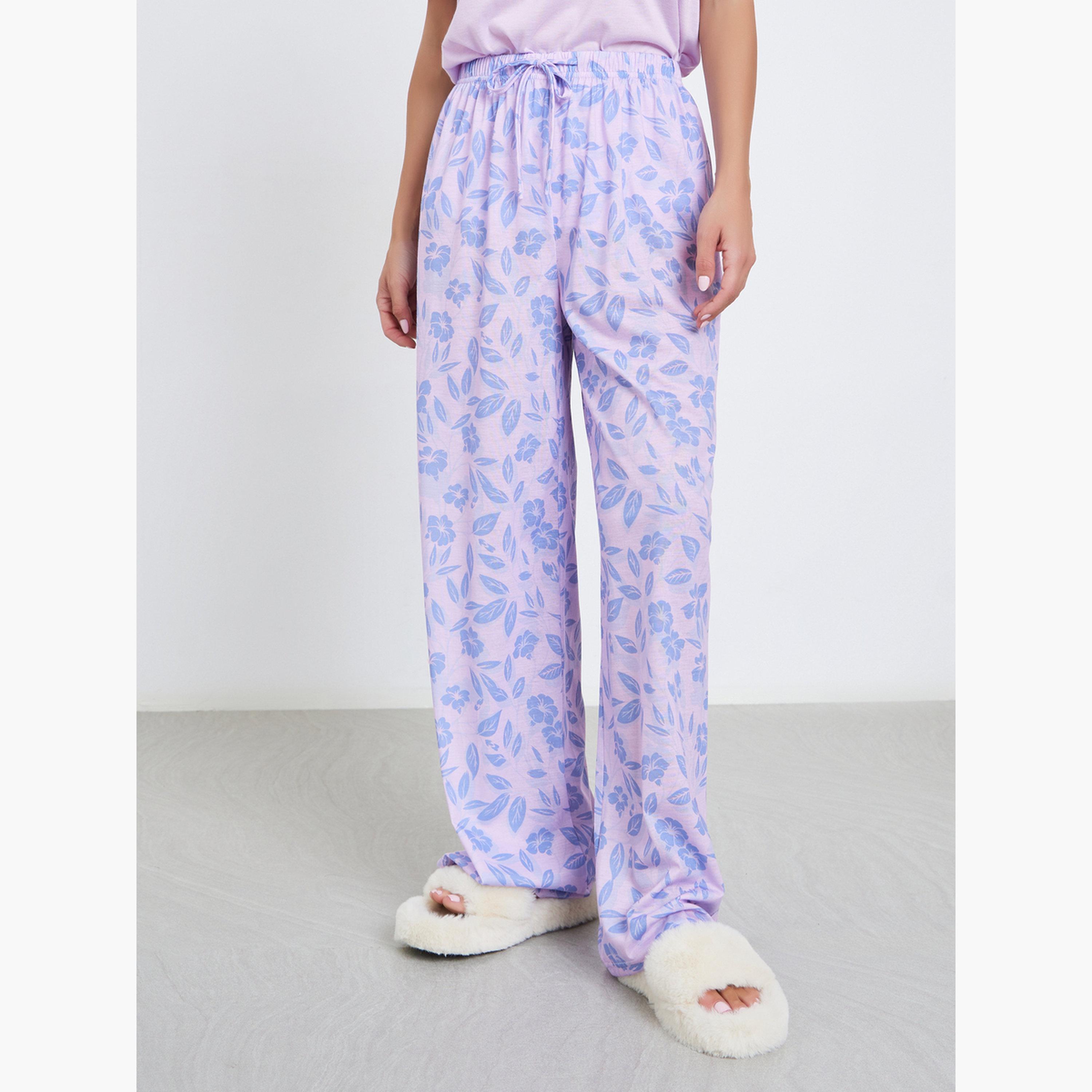 ستايلي - بيجاما بطبعة زهور بجيوب وأكتاف منخفضة-women-clothing-nightwear-pyjamas-longsets-image-4