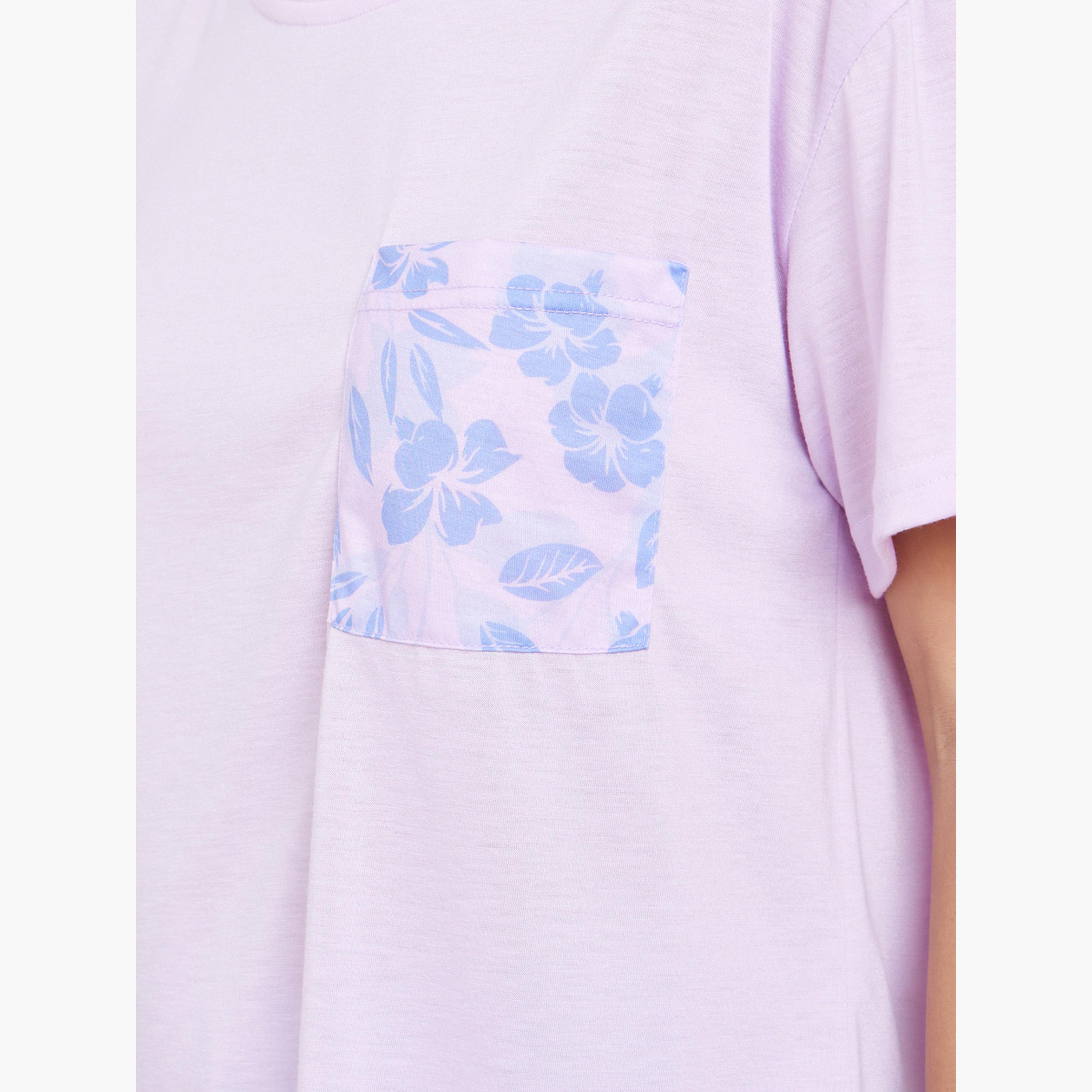 Styli Floral Print Pocket Drop Shoulder T-Shirt and Pyjama Set-women-clothing-nightwear-pyjamas-longsets-image-5