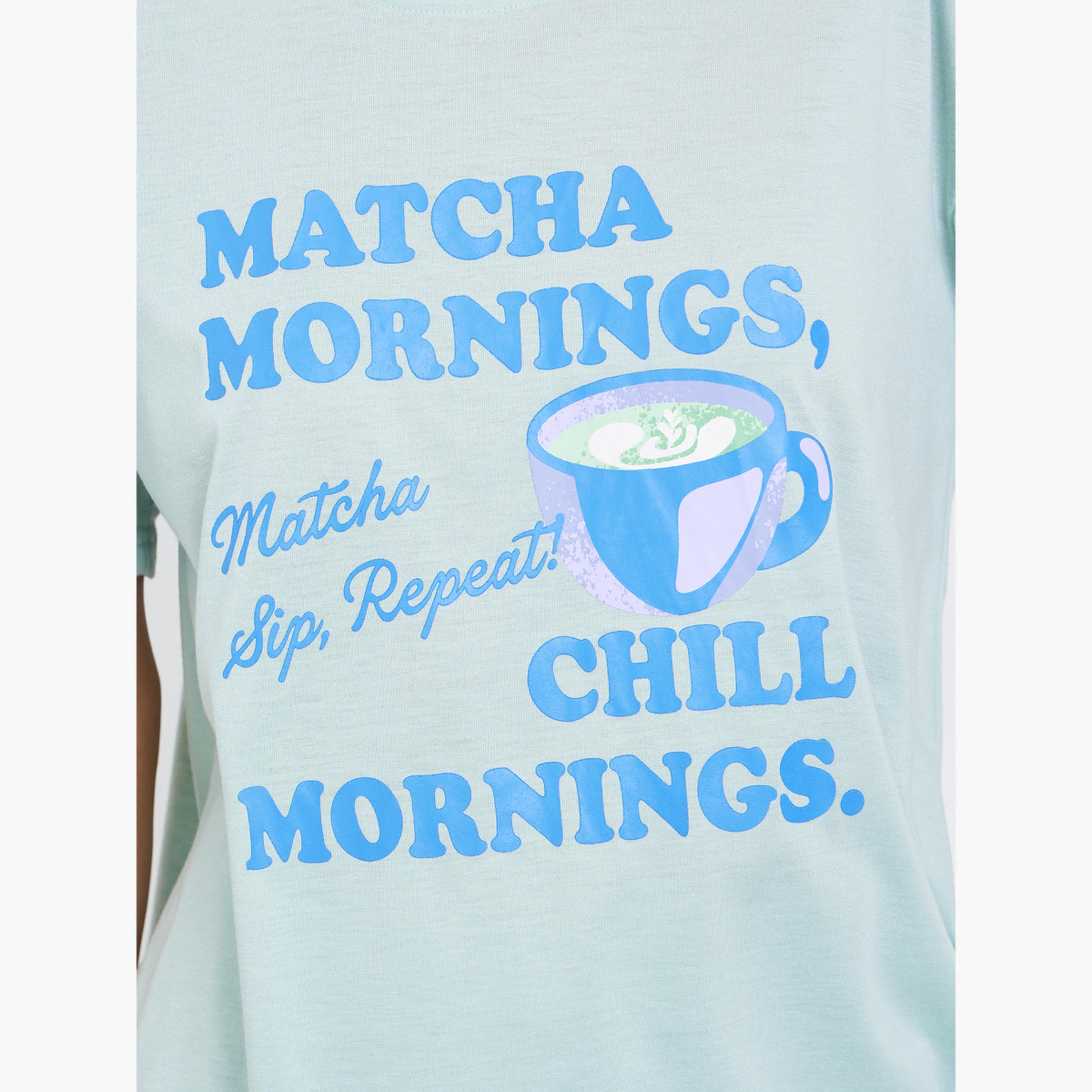 Styli Match Graphic Drop Shoulder T-Shirt and Ruffle Pyjama Set-women-clothing-nightwear-pyjamas-longsets-image-5