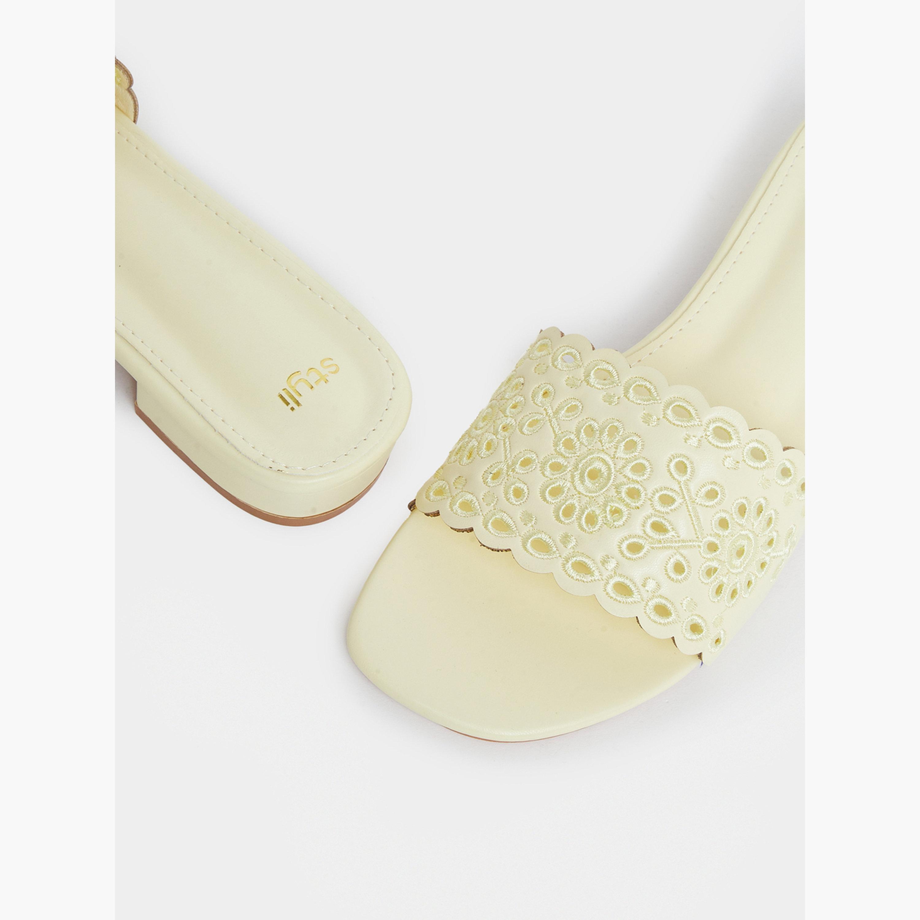Styli Embroidered Strap Open Toe Sandals-women-shoes-sandals-heeled-image-4