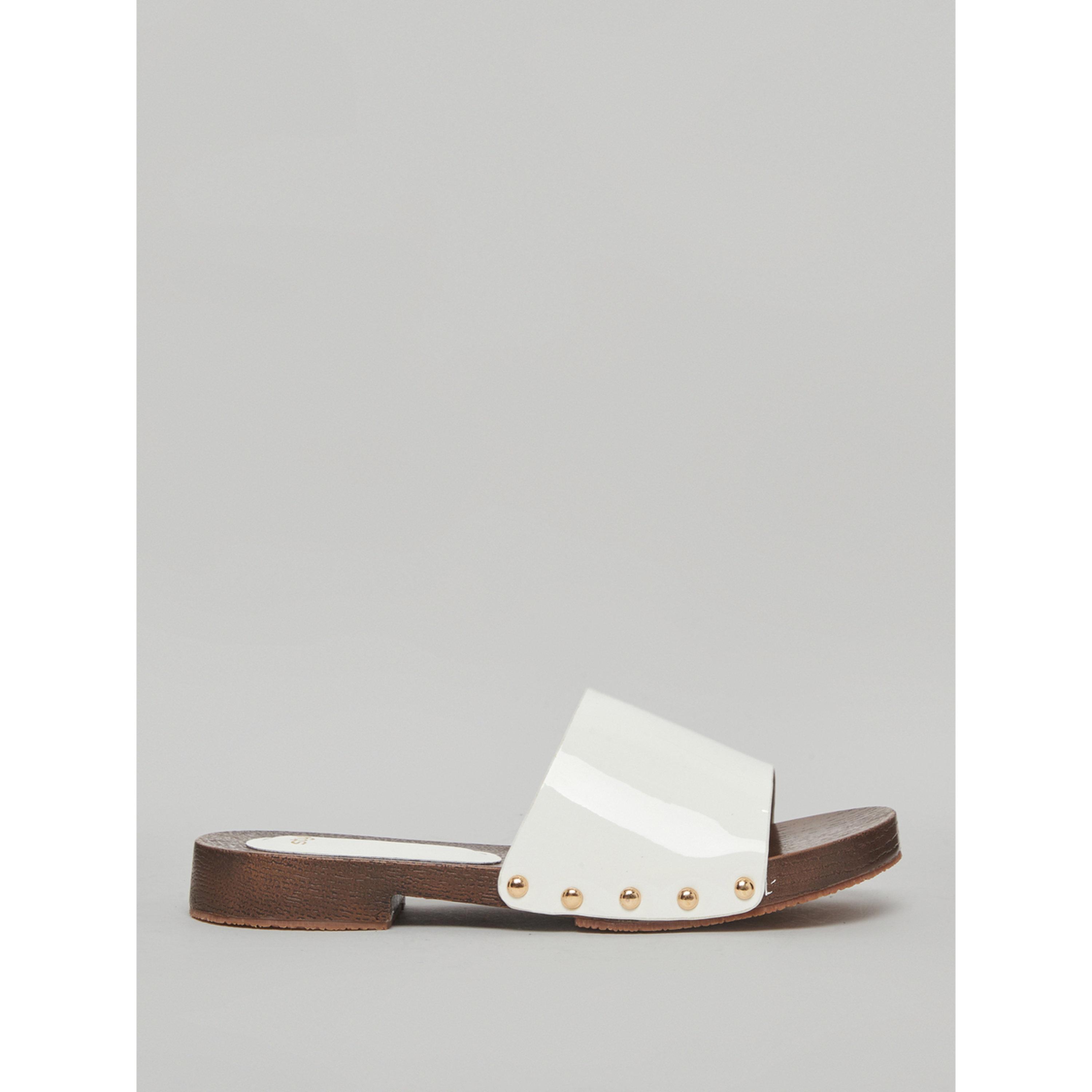 Styli Women White Patent Leather Flat Sandals-women-shoes-sandals-flats-image-2