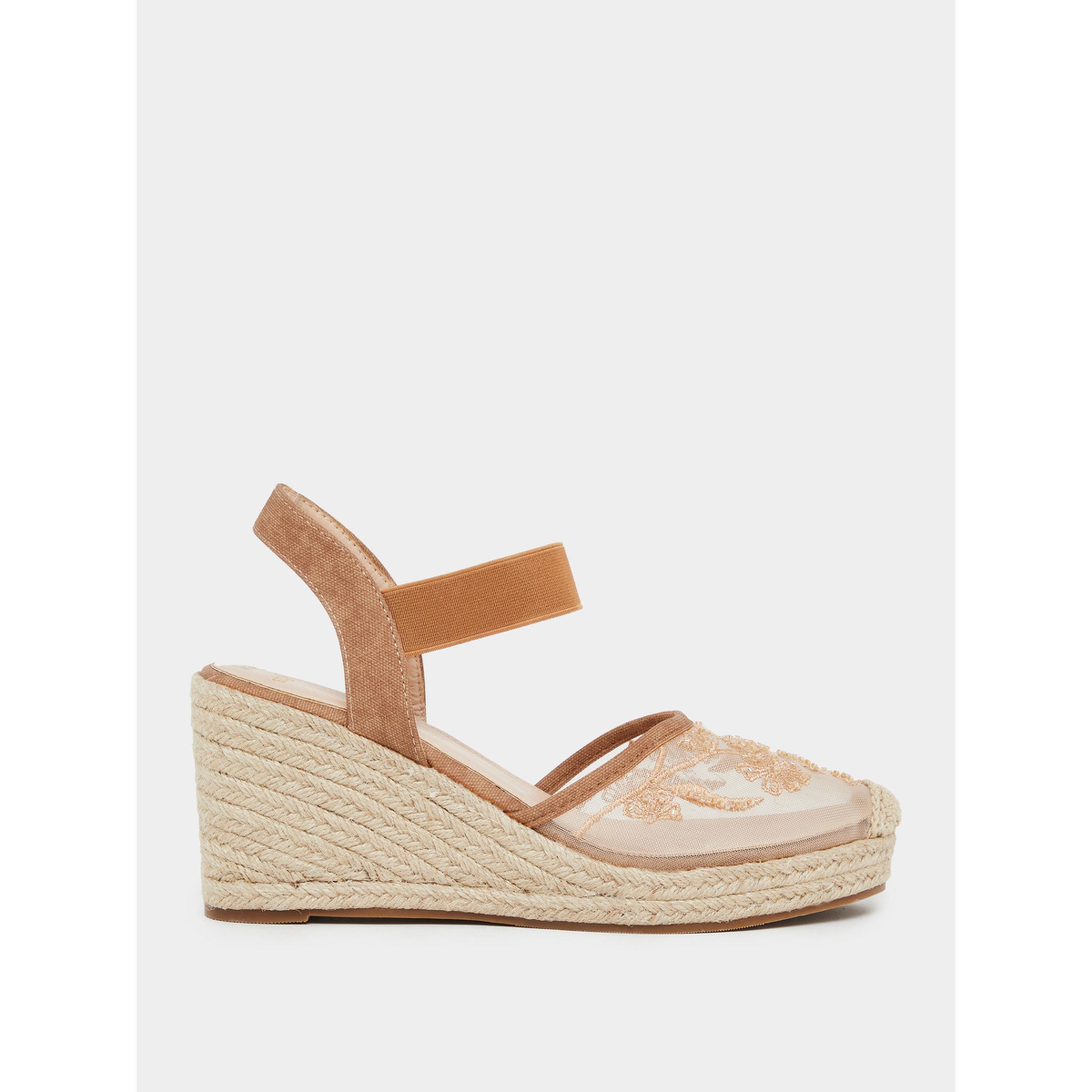 Styli Women Brown Espadrille Wedge Sandals-women-shoes-sandals-heeled-image-2