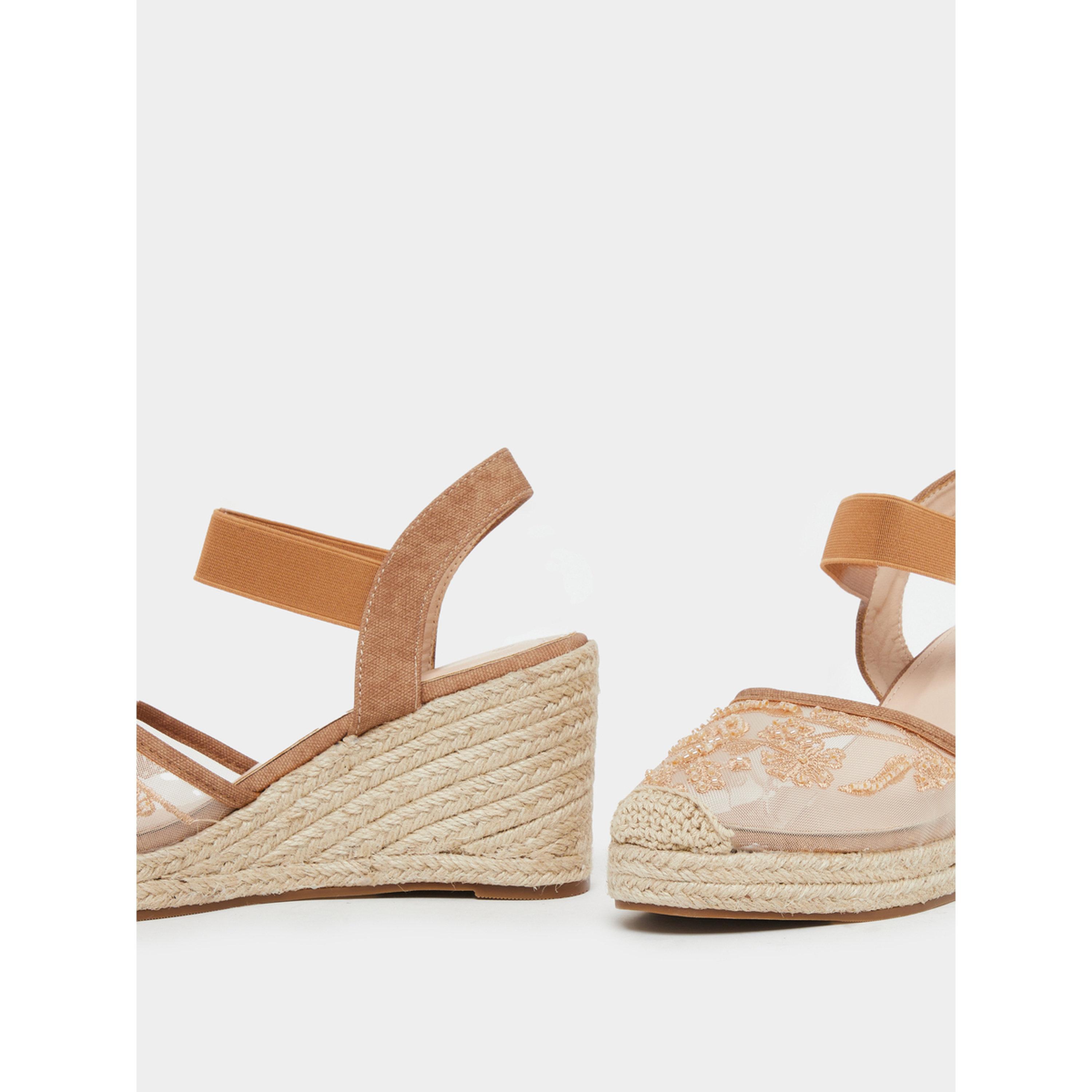 Styli Women Brown Espadrille Wedge Sandals-women-shoes-sandals-heeled-image-4
