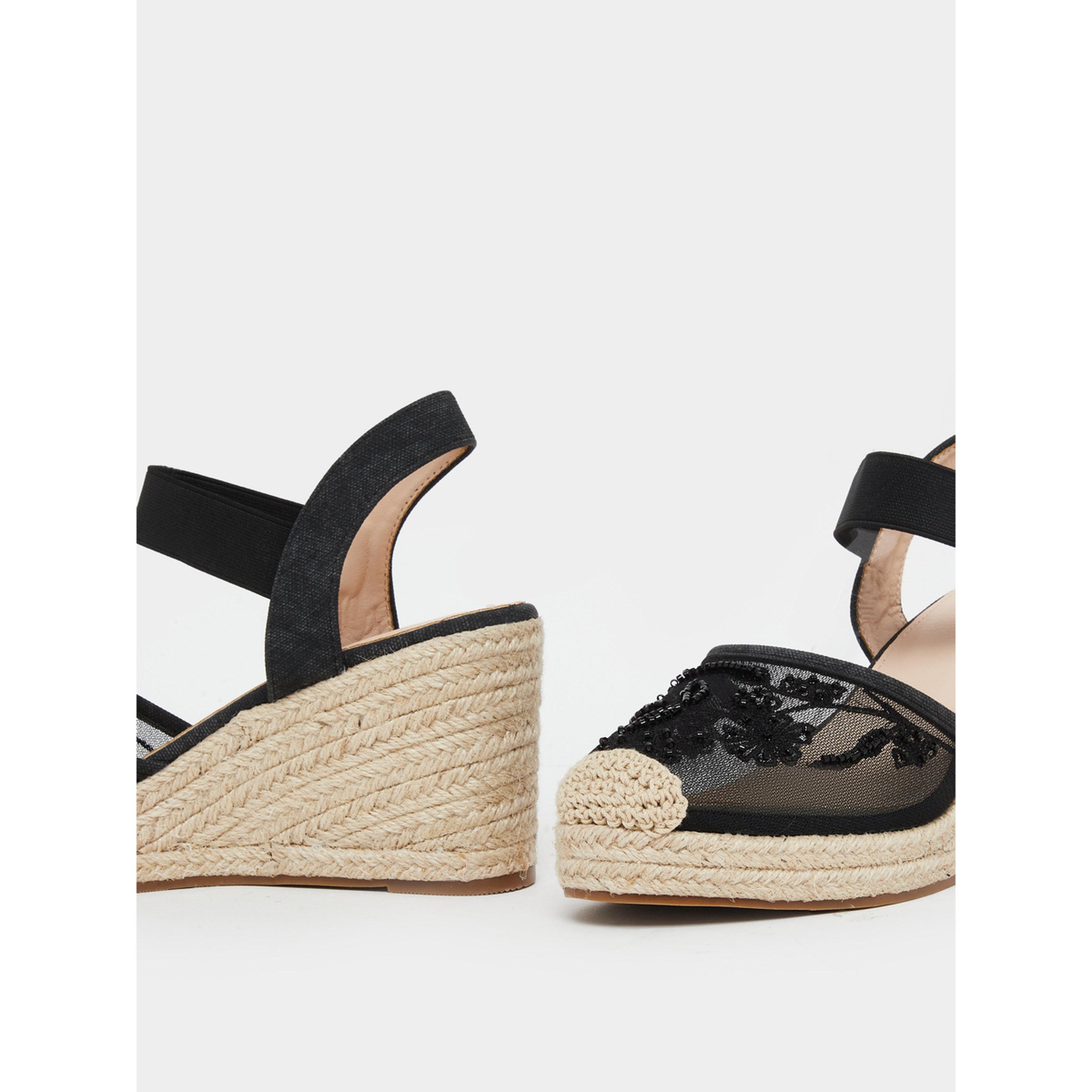 Styli Women Black Espadrille Wedge Sandals-women-shoes-sandals-heeled-image-4