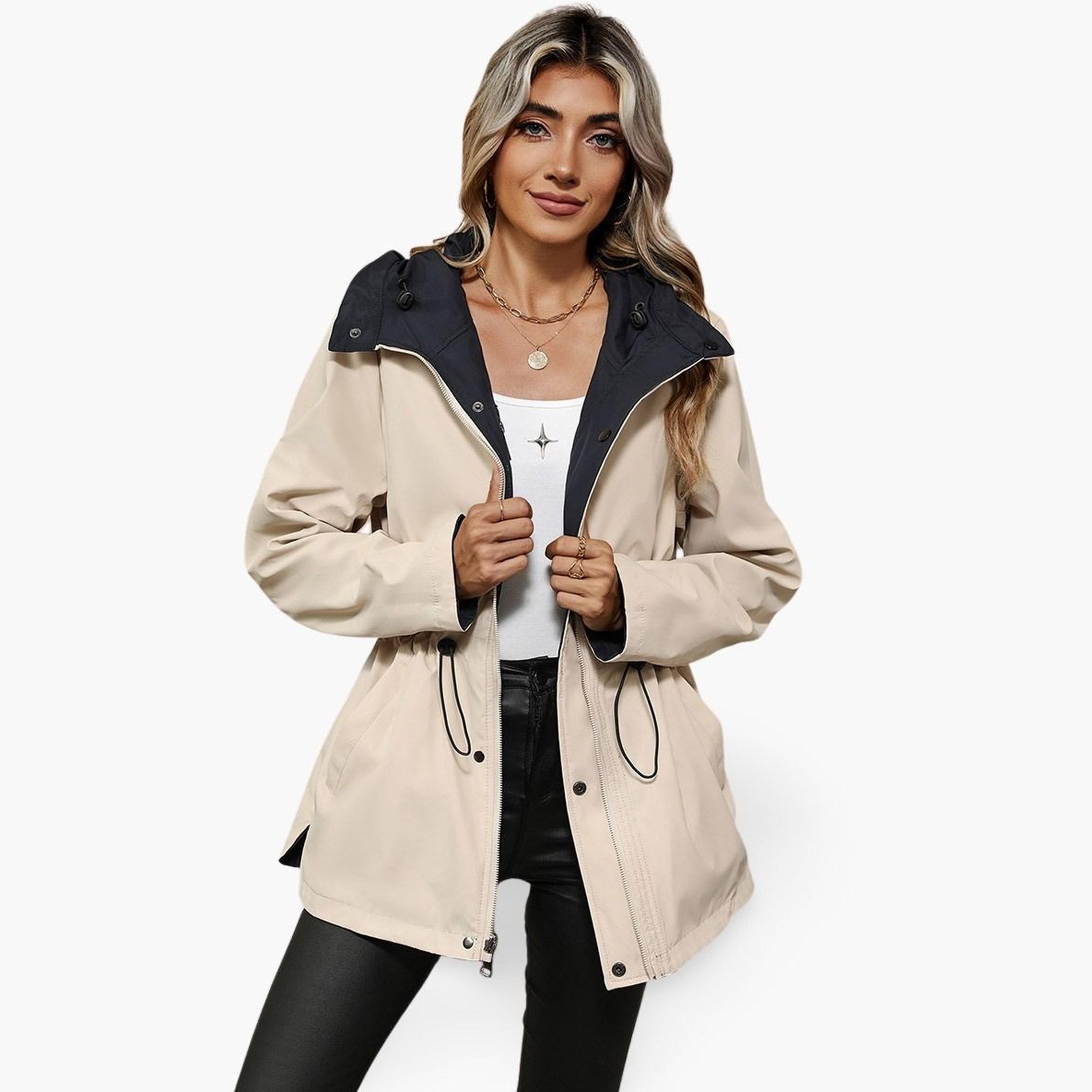 تيك تو - جاكيت نسائي سادة بغطاء للرأس وأكمام طويلة وسحاب-women-winterwear-coatsandjackets-jackets-image-1