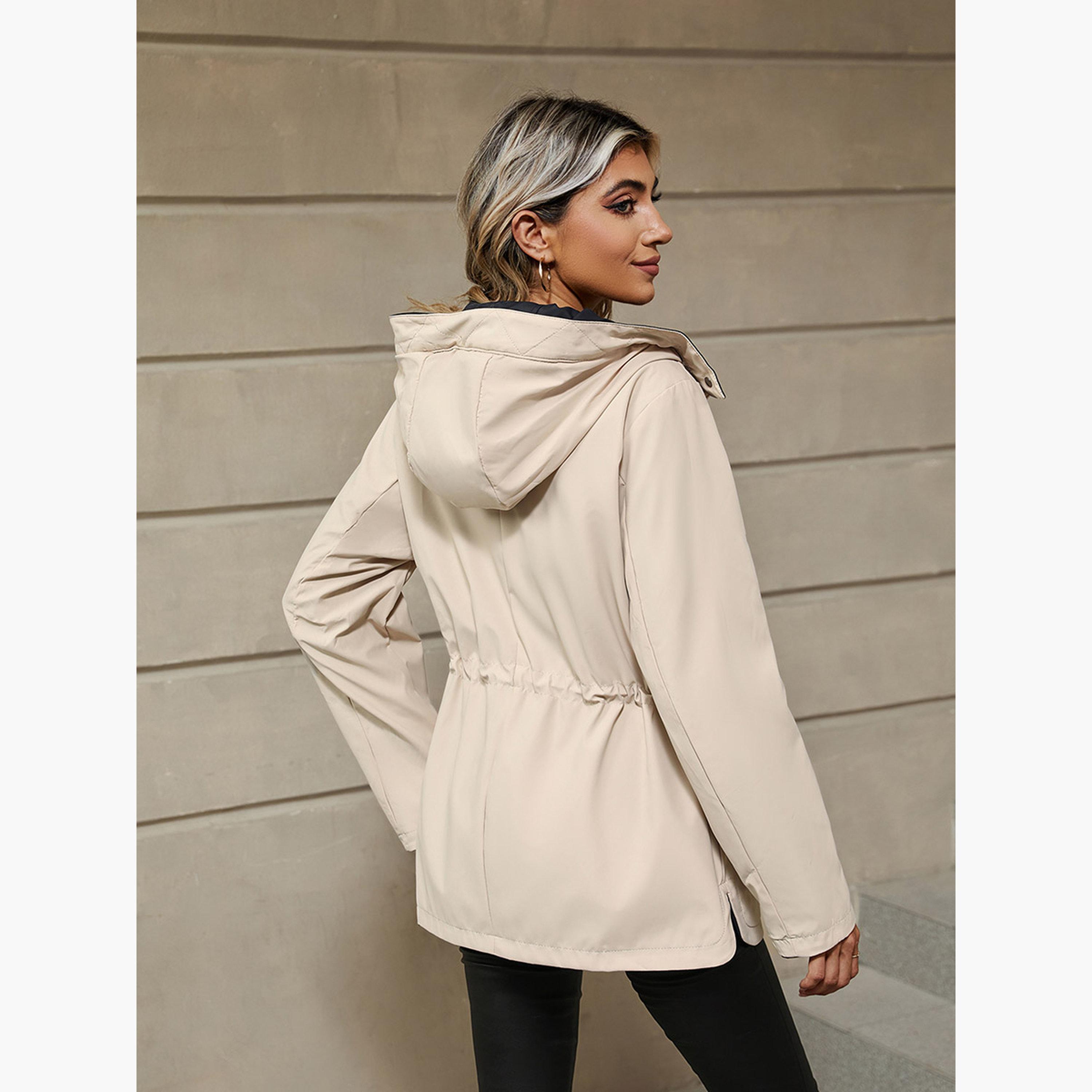 تيك تو - جاكيت نسائي سادة بغطاء للرأس وأكمام طويلة وسحاب-women-winterwear-coatsandjackets-jackets-image-2