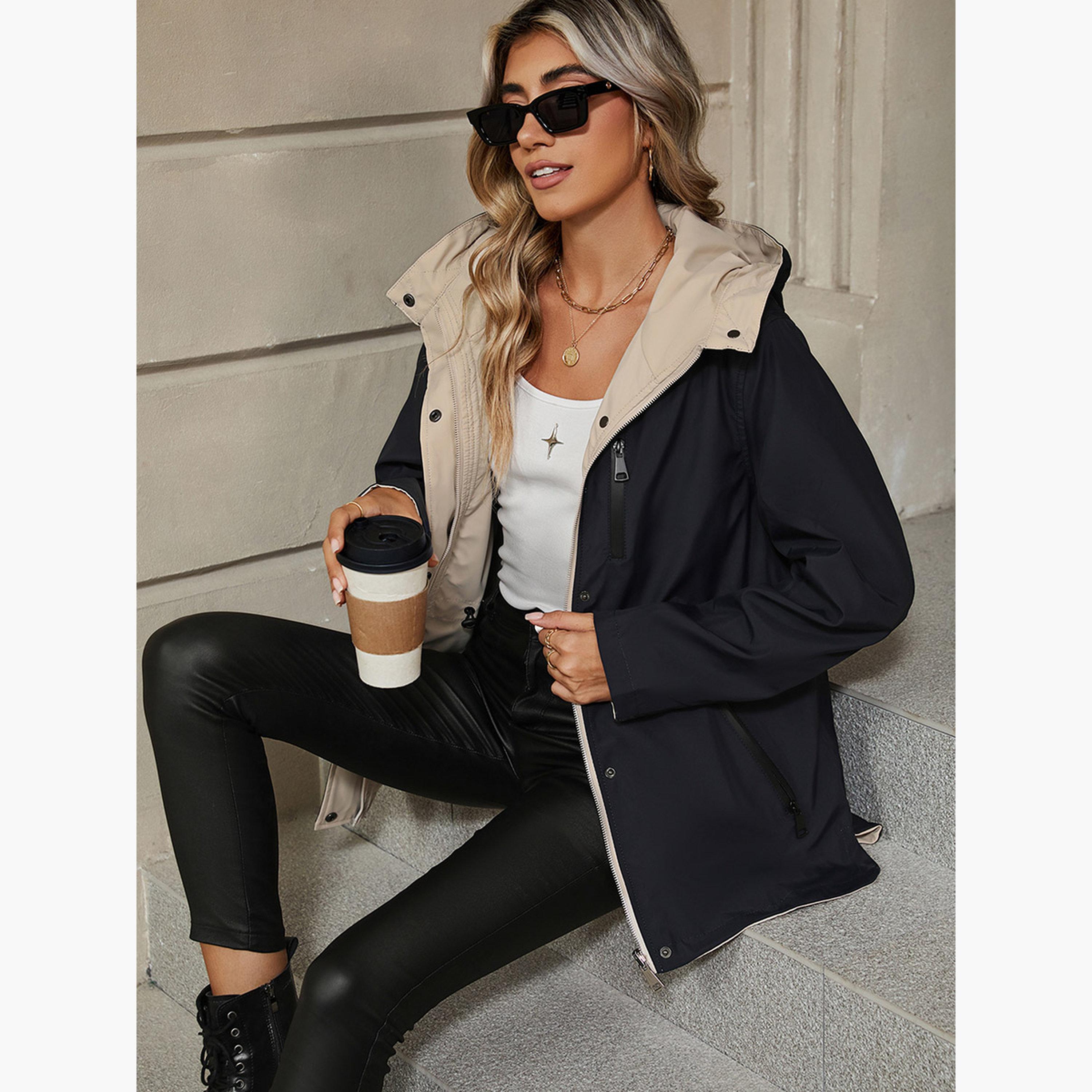 تيك تو - جاكيت نسائي سادة بغطاء للرأس وأكمام طويلة وسحاب-women-winterwear-coatsandjackets-jackets-image-4