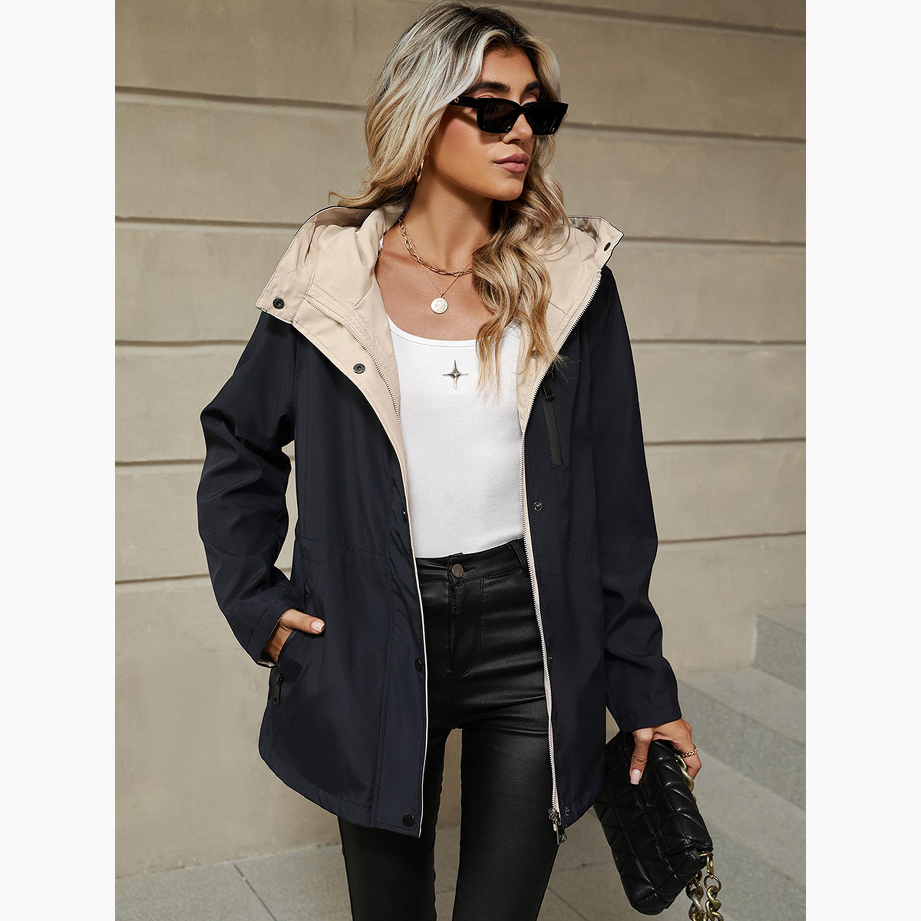 تيك تو - جاكيت نسائي سادة بغطاء للرأس وأكمام طويلة وسحاب-women-winterwear-coatsandjackets-jackets-image-5