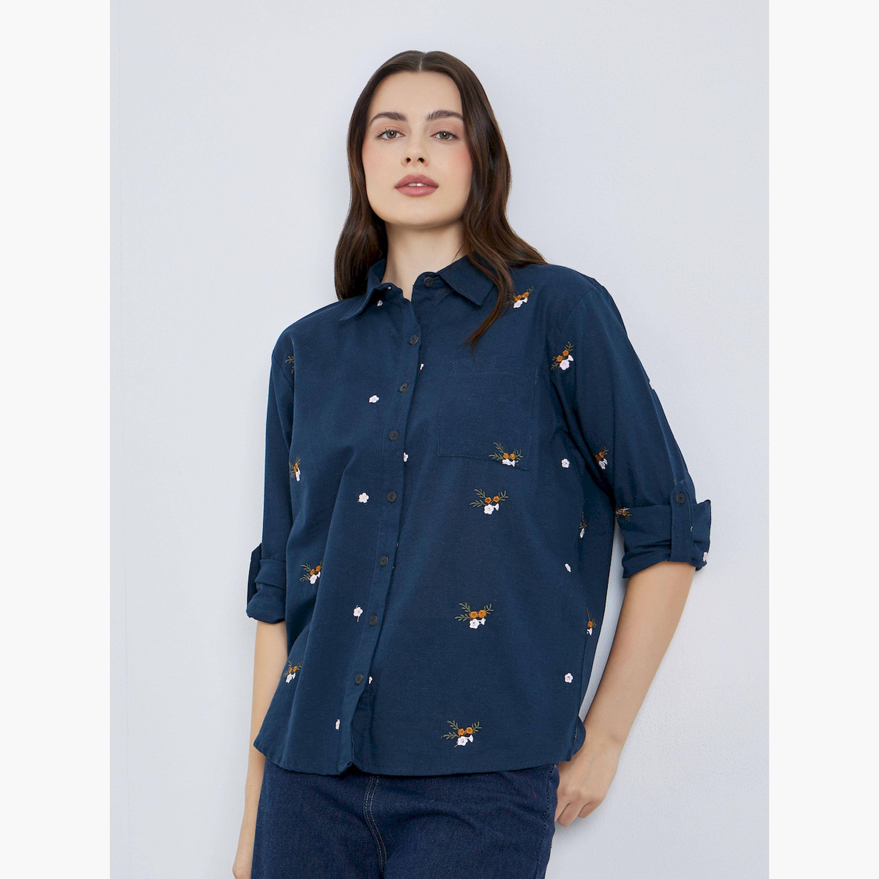 بلوزة بتفاصيل مُطرّزة بالزهور-women-clothing-shirtsandblouses-shirts-image-3