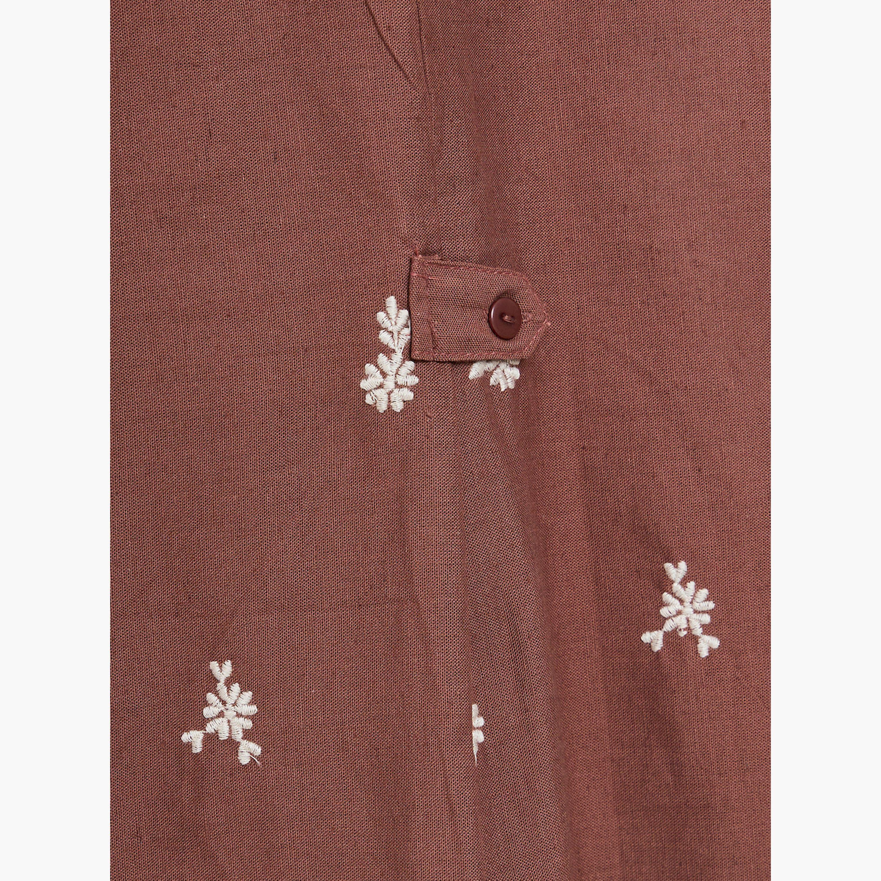 Styli Brown Floral Embroidered Long Sleeve Shirt-women-clothing-shirtsandblouses-shirts-image-5