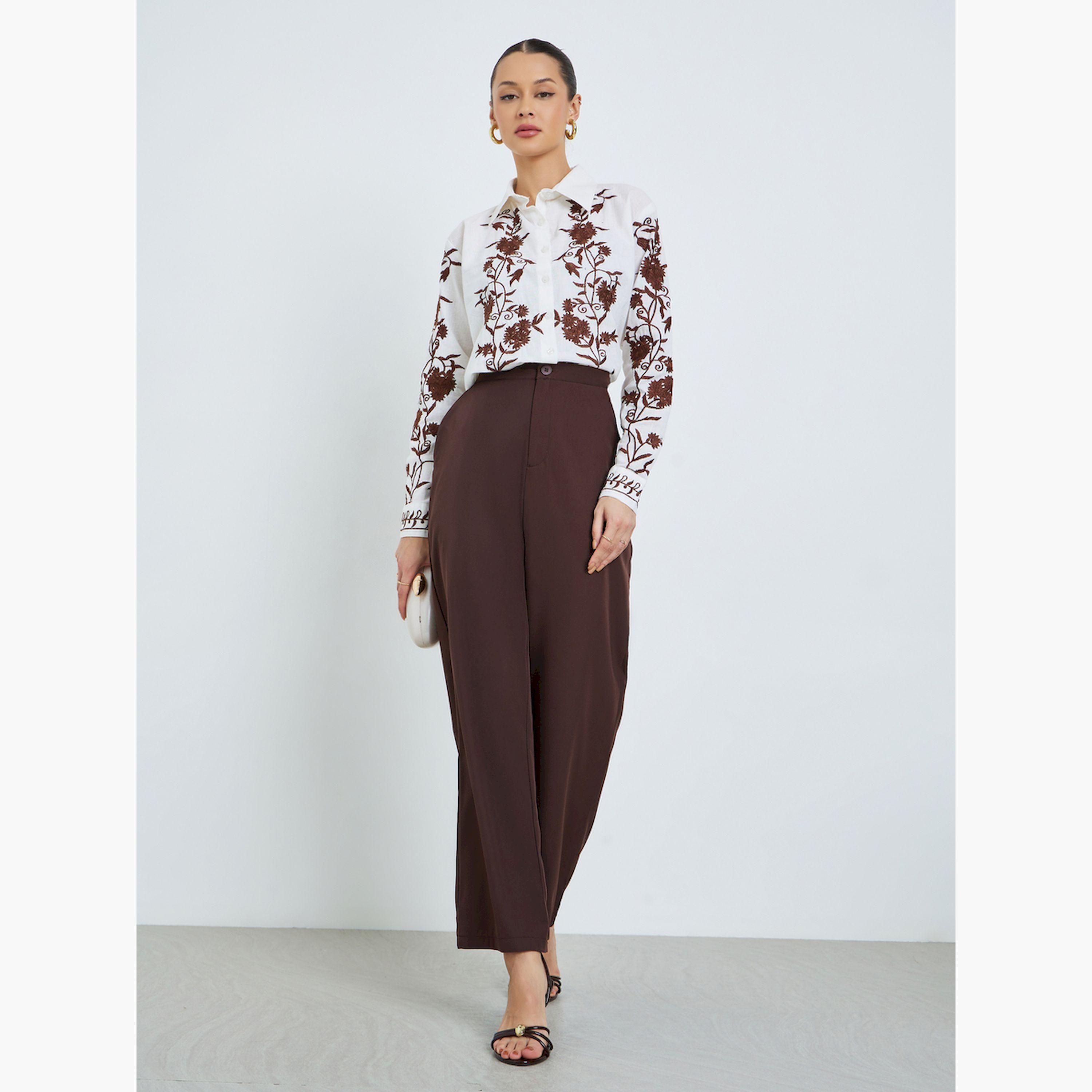 Styli Off-White Floral Embroidered Shirt-women-clothing-shirtsandblouses-shirts-image-2