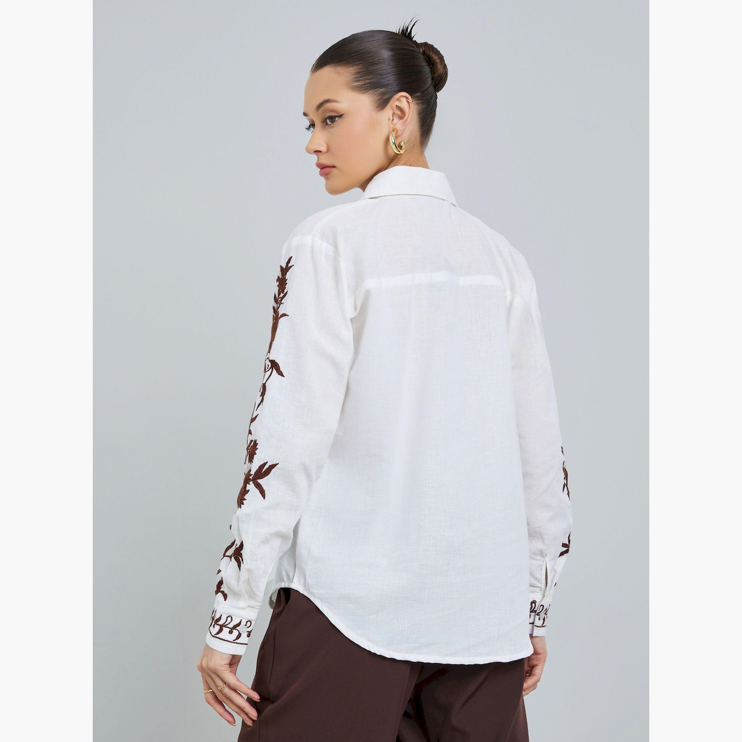 Styli Off-White Floral Embroidered Shirt-women-clothing-shirtsandblouses-shirts-image-4