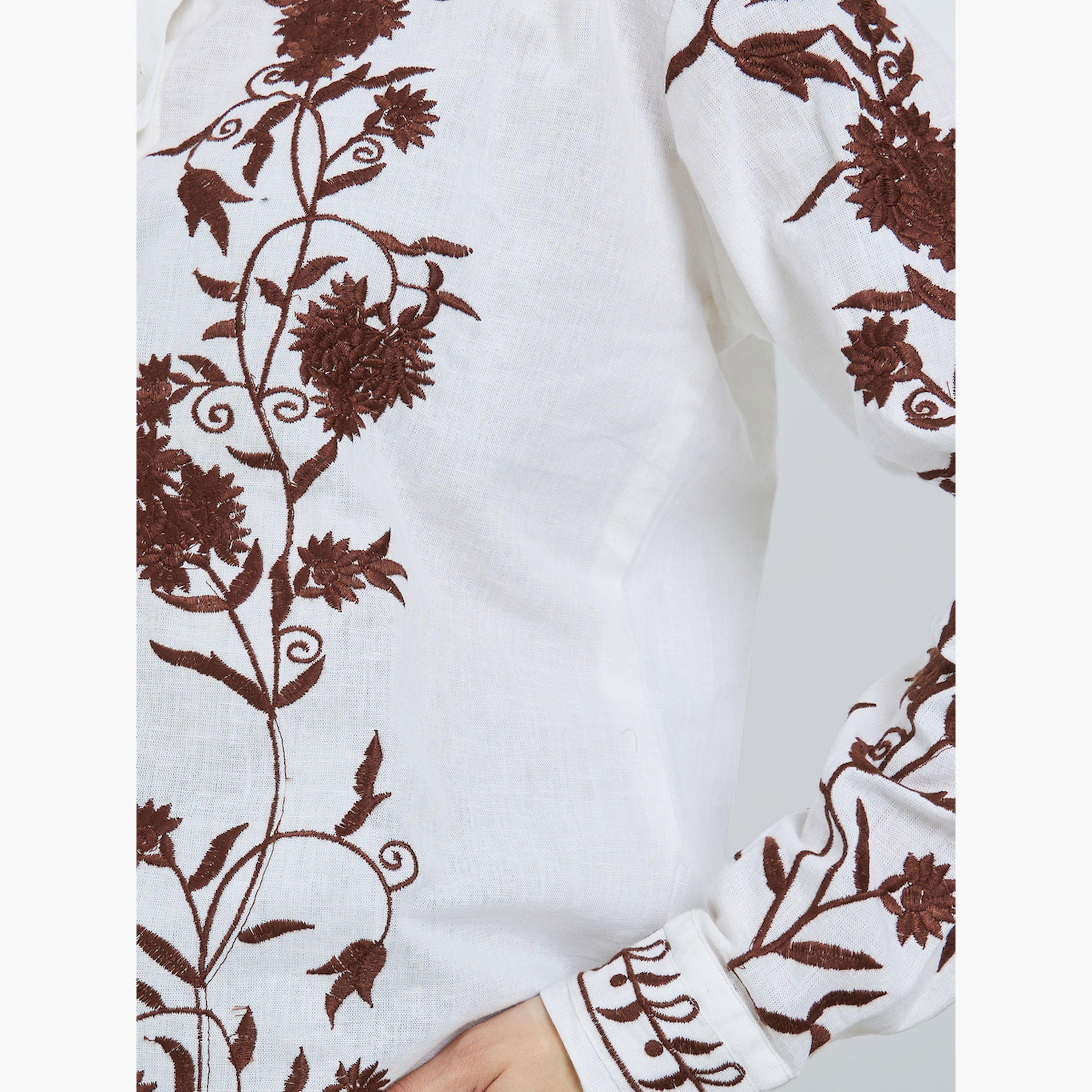 بلوزة بتفاصيل مُطرّزة بالزهور-women-clothing-shirtsandblouses-shirts-image-5