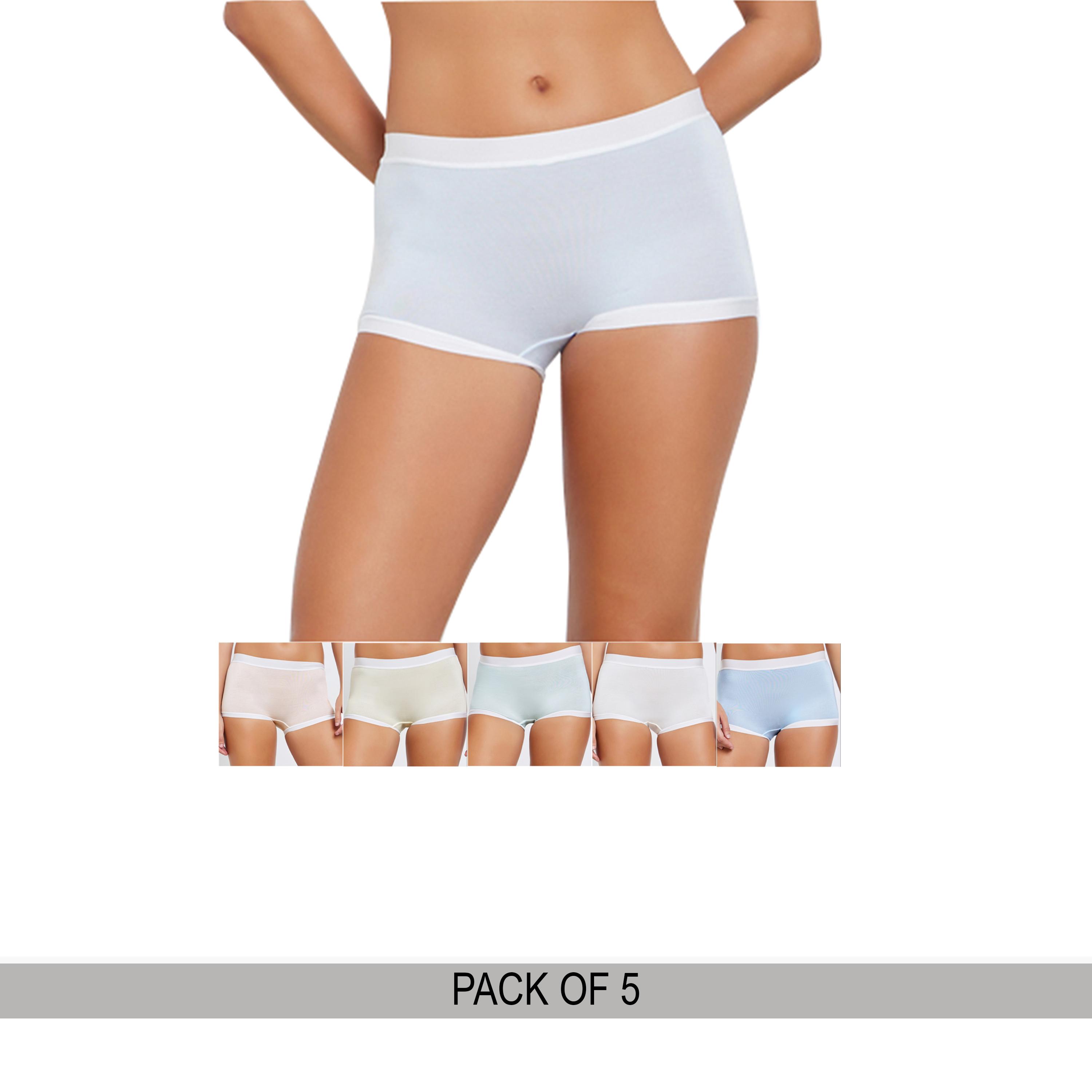 Styli Pack of 5 - Cotton Elastane Boyshort Briefs with Bow Detail-women-clothing-lingerie-panties-image-1