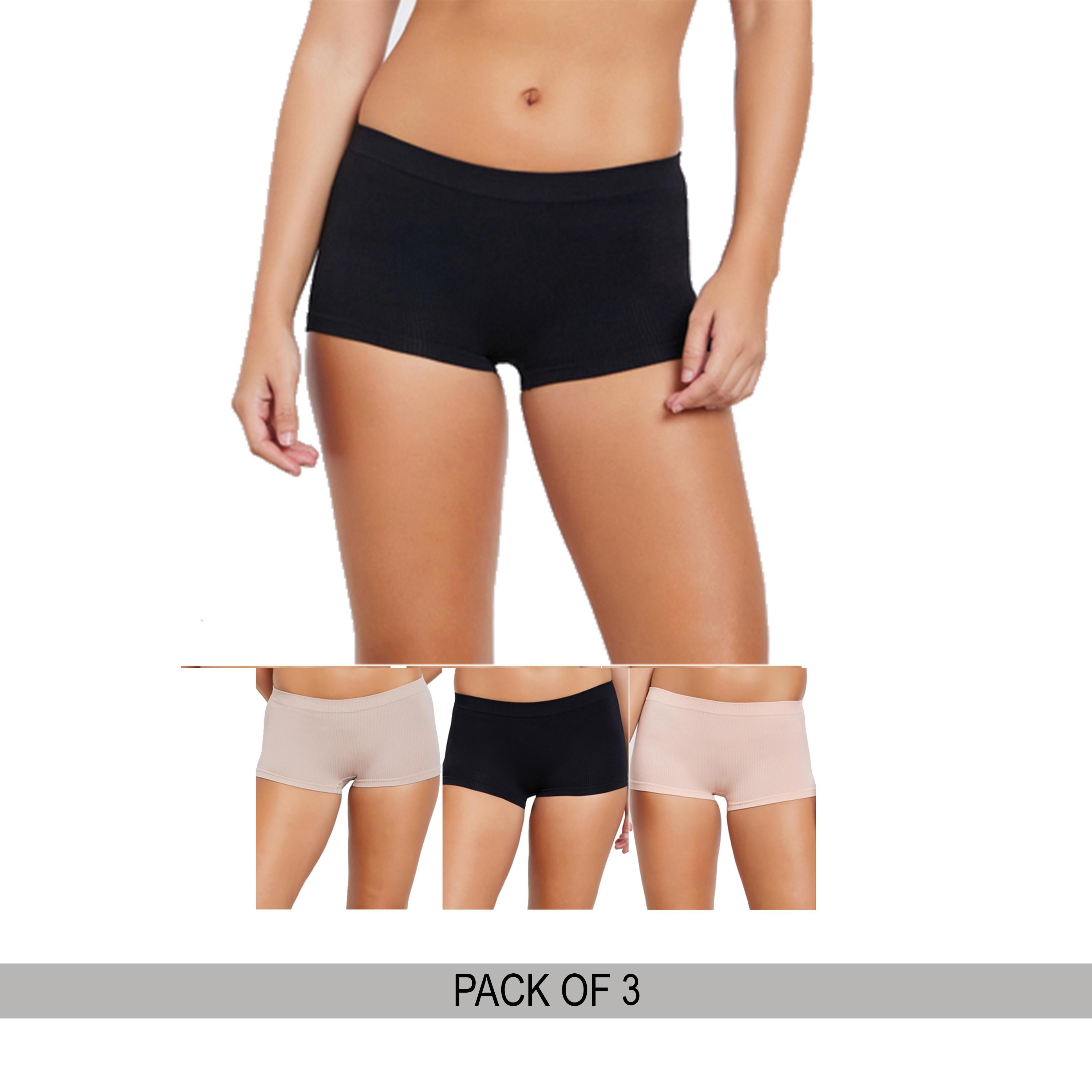 Styli Pack of 3 - Seamless Rib Boyshort Briefs-women-clothing-lingerie-panties-image-1