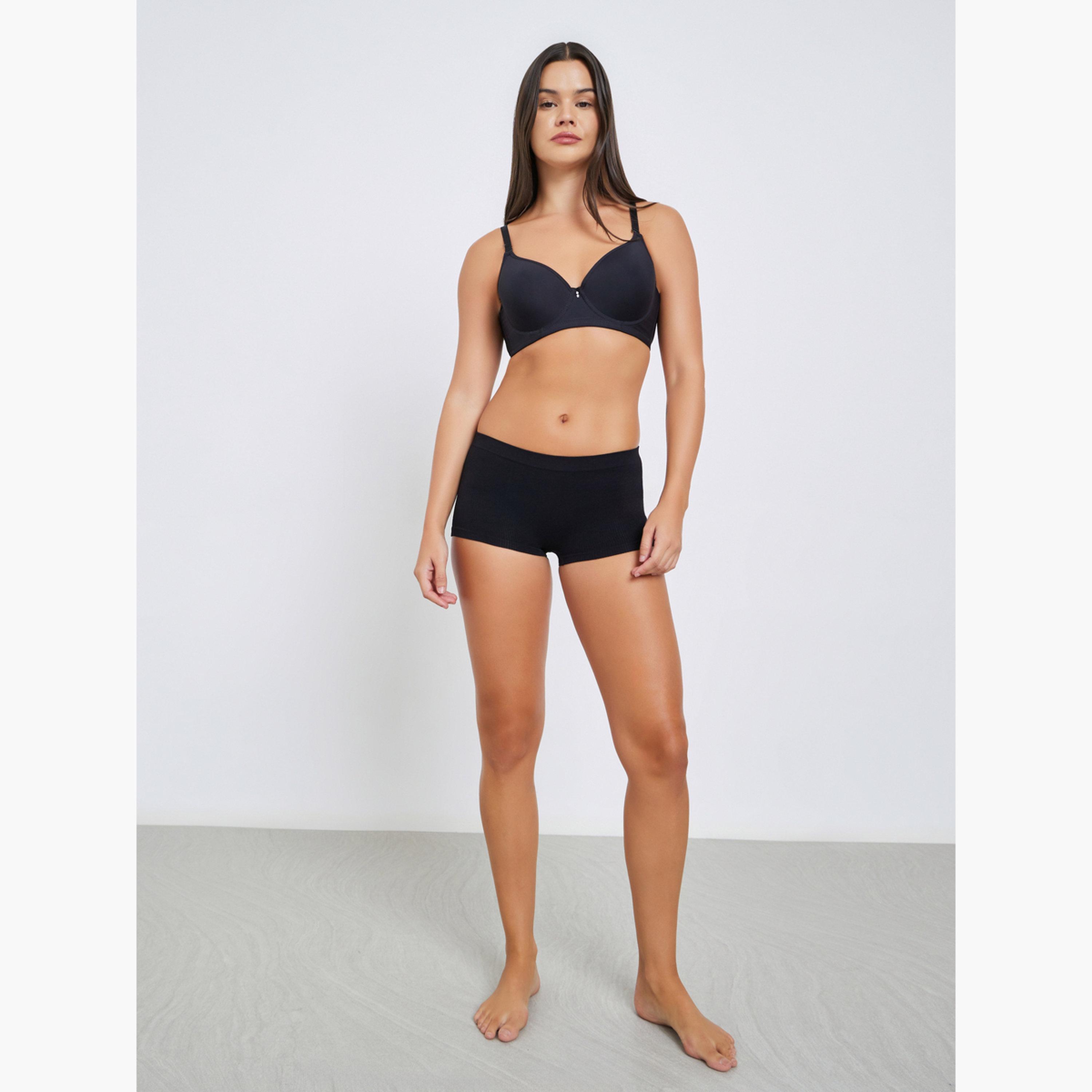 Styli Pack of 3 - Seamless Rib Boyshort Briefs-women-clothing-lingerie-panties-image-3