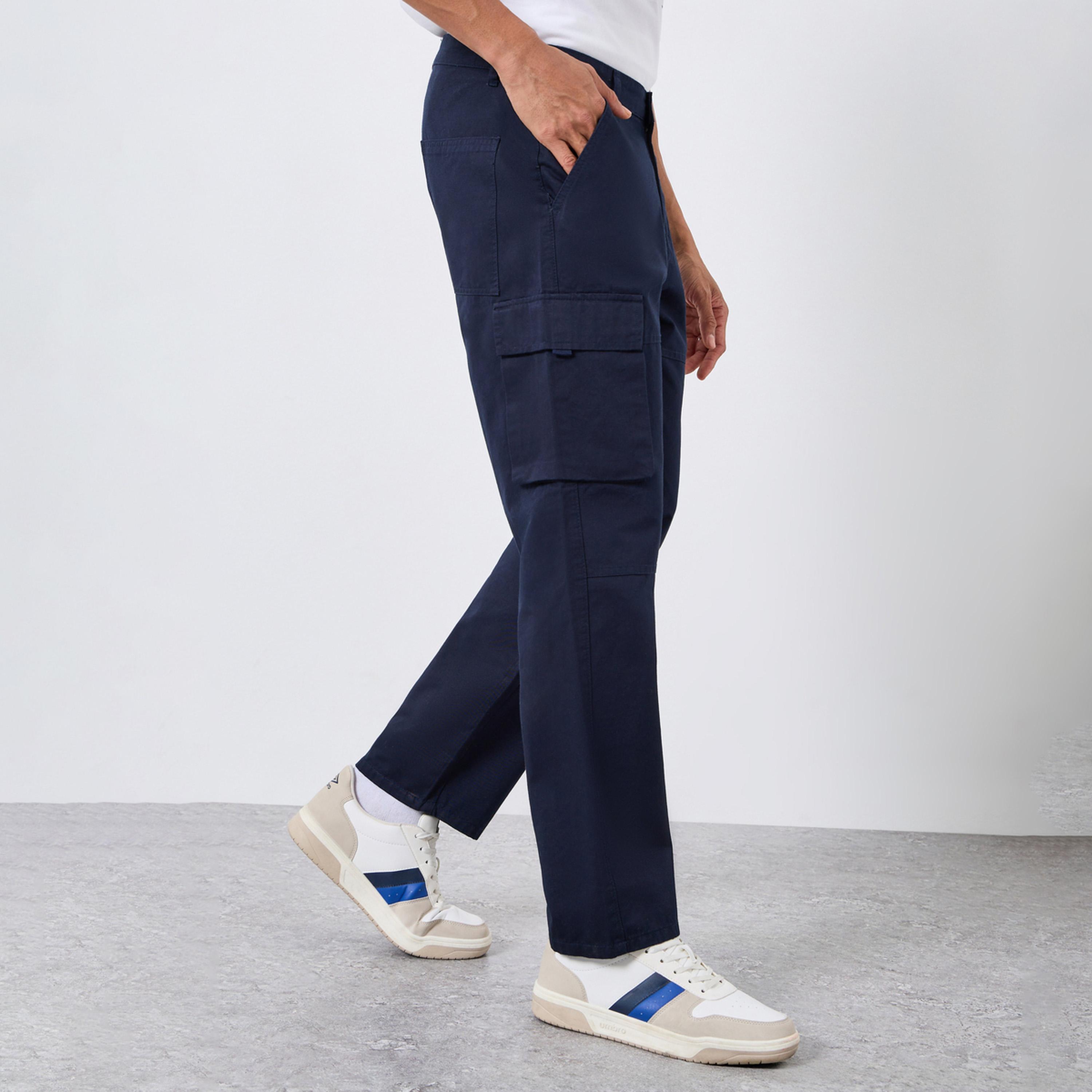 Styli Men Navy Blue Relaxed Cargo Pants-men-clothing-bottoms-joggers-image-1