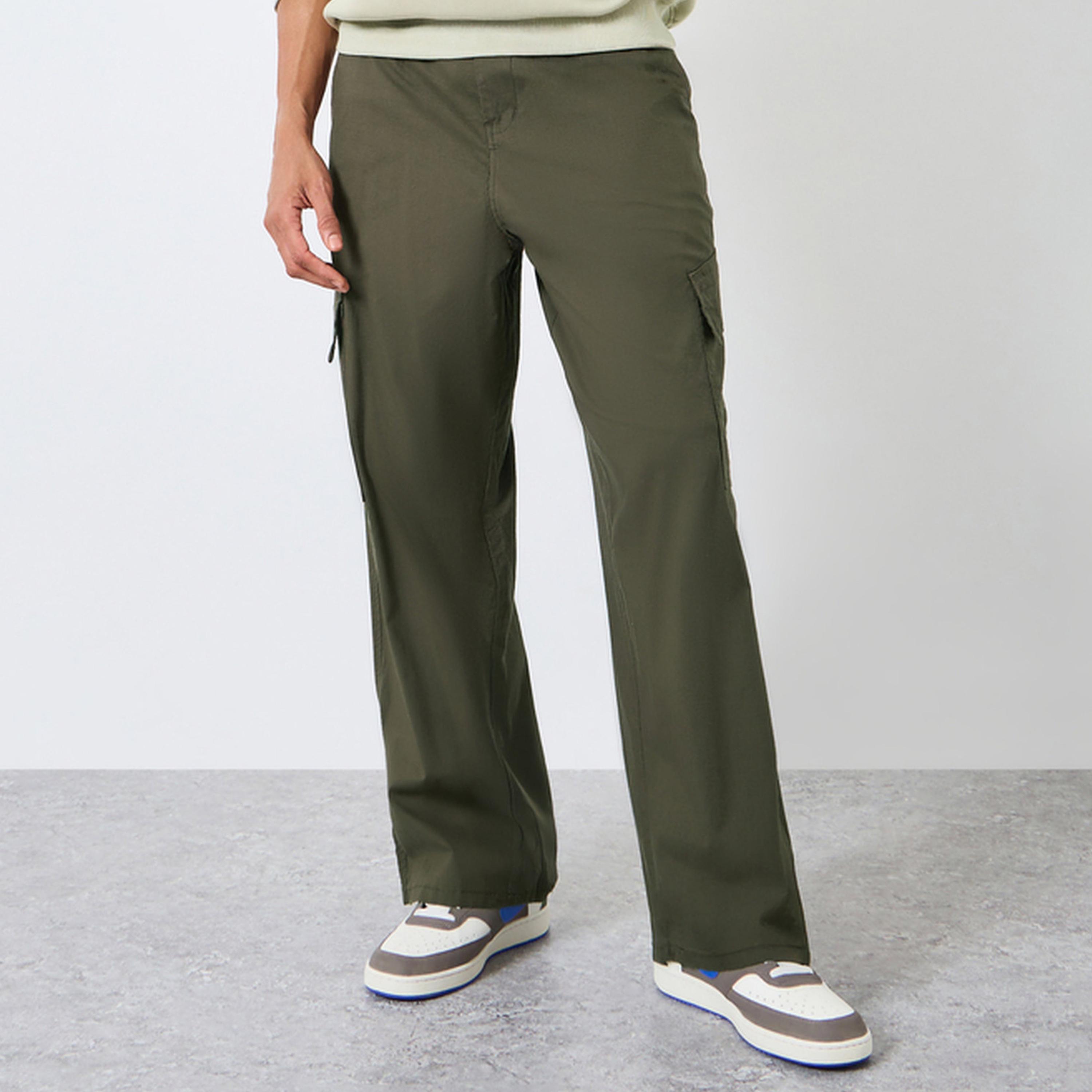 Styli Men Olive Oversized Cargo Trousers-men-clothing-bottoms-trousersandchinos-trousers-image-1