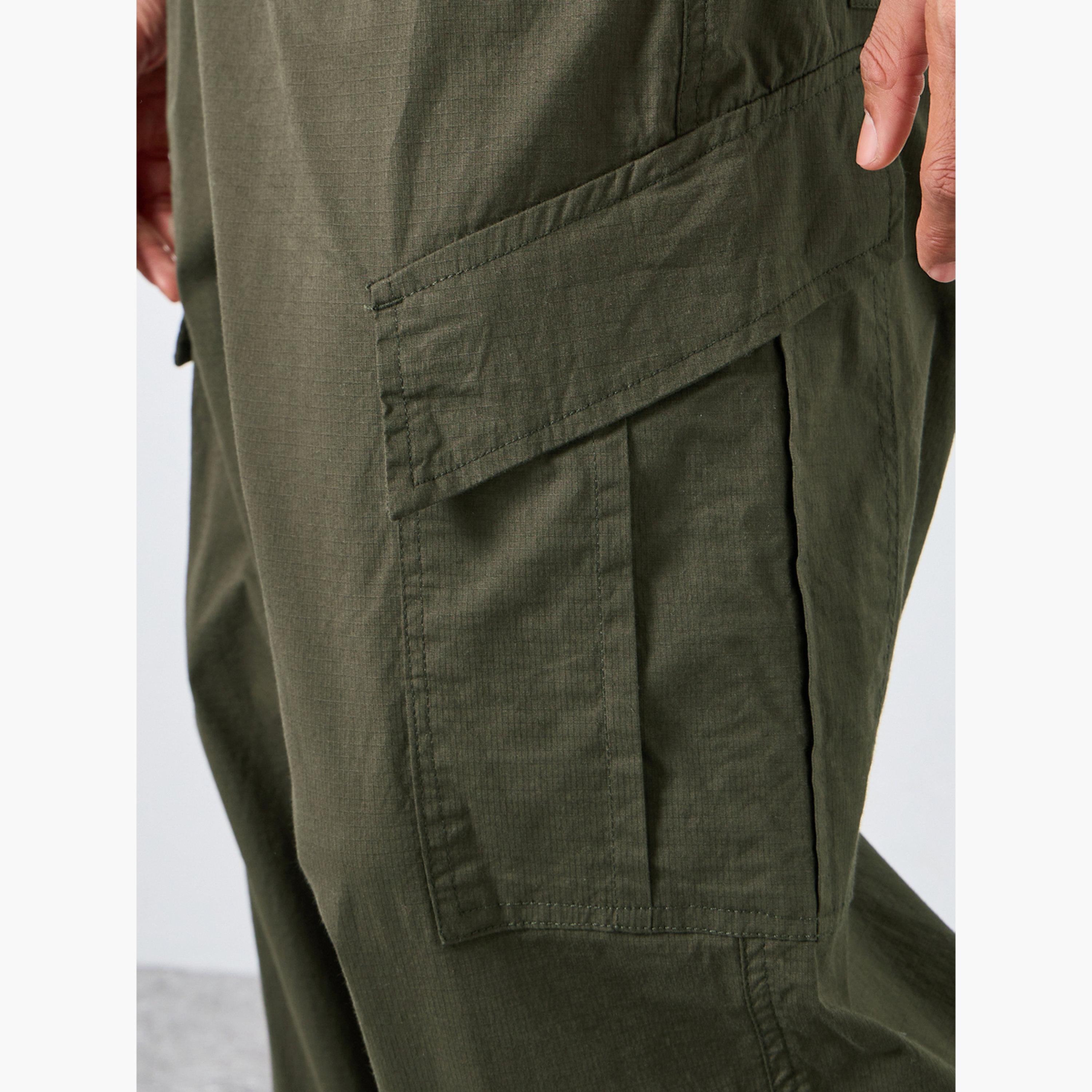 Styli Men Olive Oversized Cargo Trousers-men-clothing-bottoms-trousersandchinos-trousers-image-3