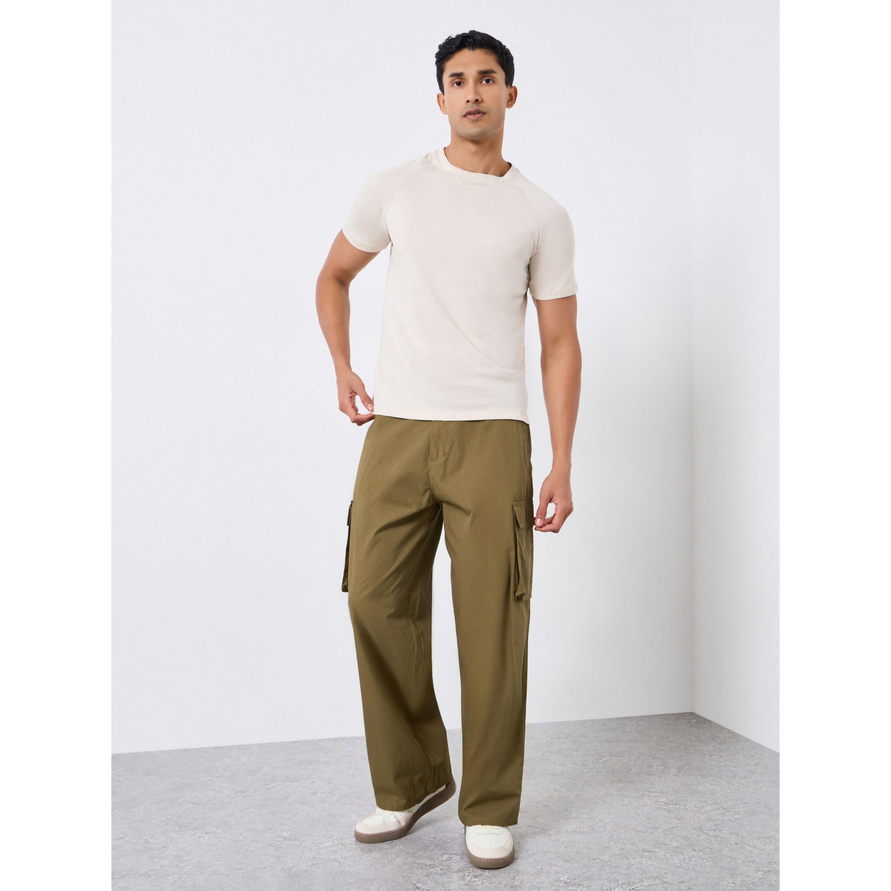 بنطال كارجو رجالي زيتي بقصة واسعة-men-clothing-bottoms-joggers-image-2