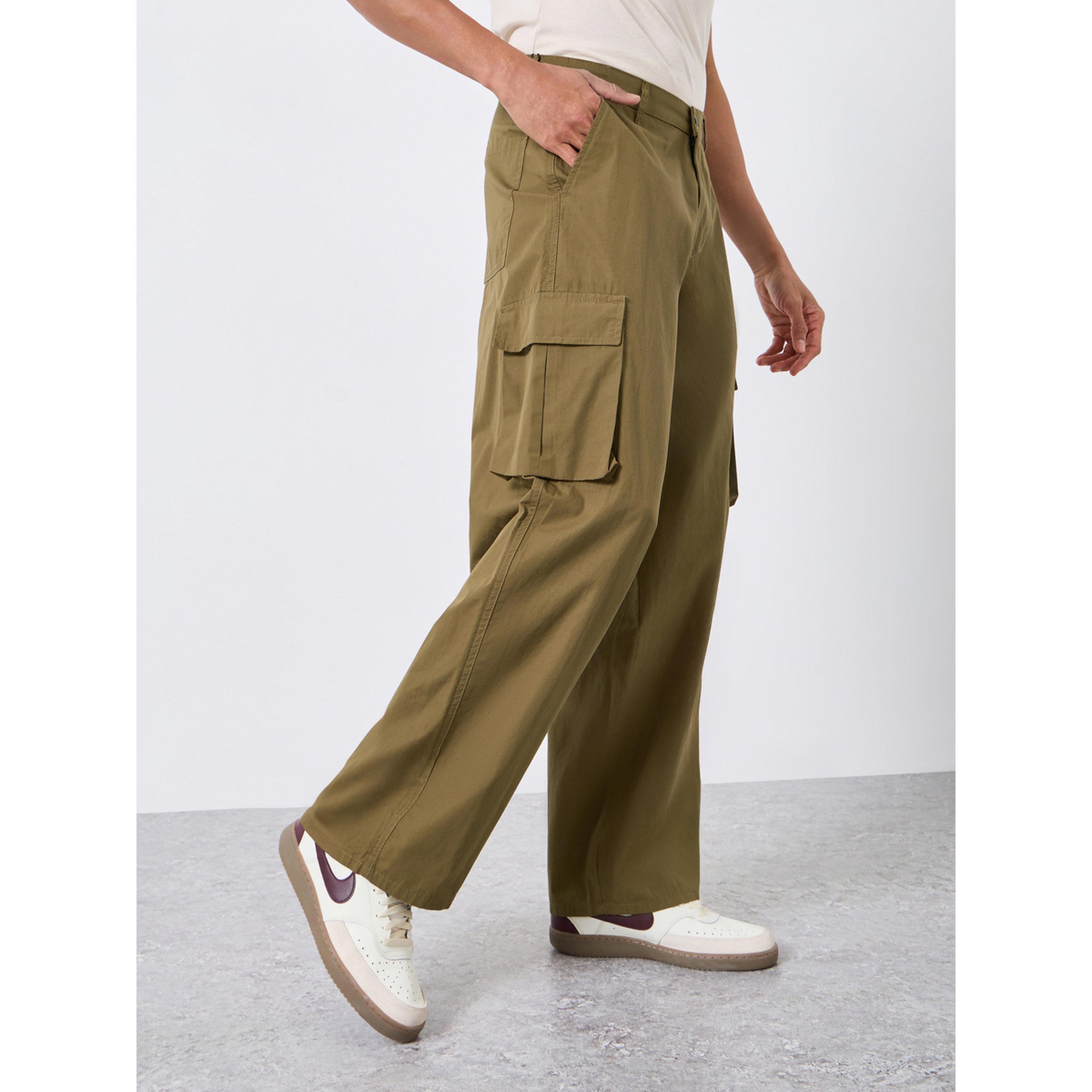 بنطال كارجو رجالي زيتي بقصة واسعة-men-clothing-bottoms-joggers-image-3
