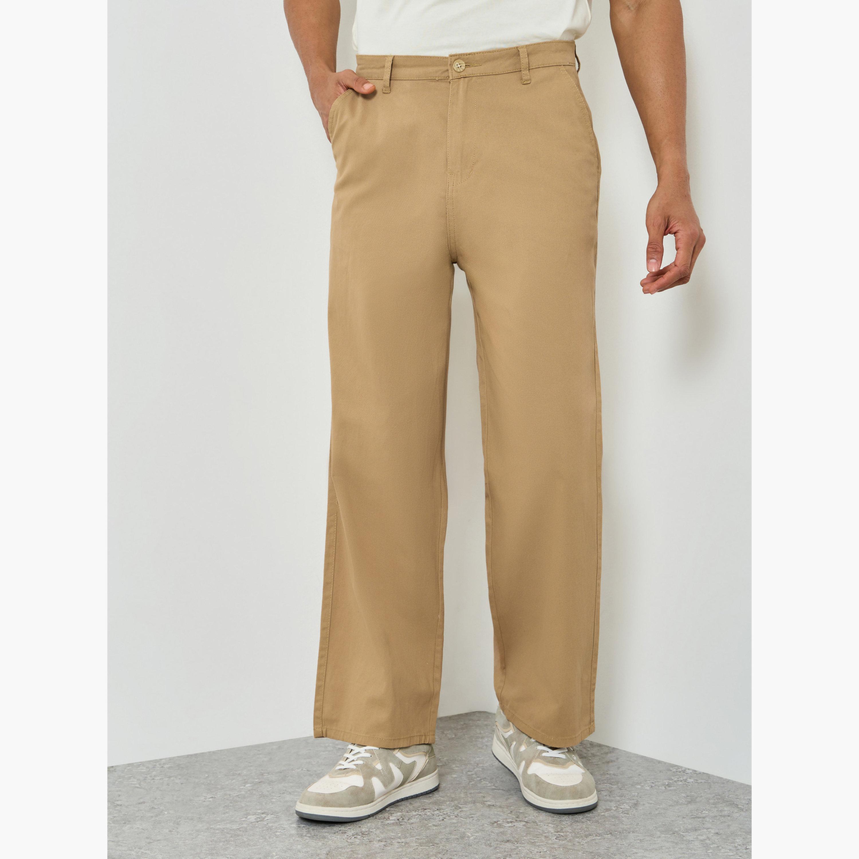 Styli Men Beige Wide Leg Trousers-men-clothing-bottoms-trousersandchinos-trousers-image-1