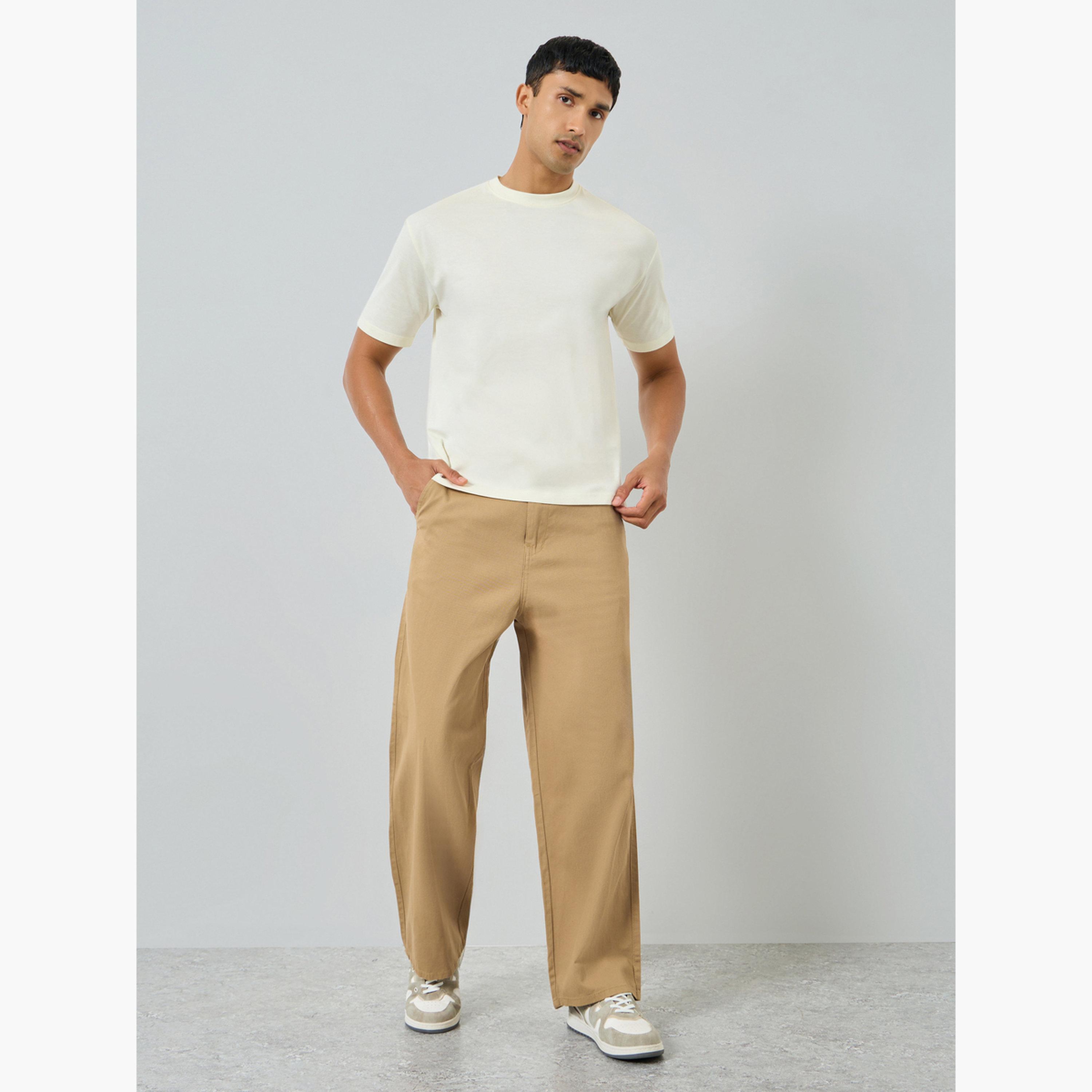 Styli Men Beige Wide Leg Trousers-men-clothing-bottoms-trousersandchinos-trousers-image-2
