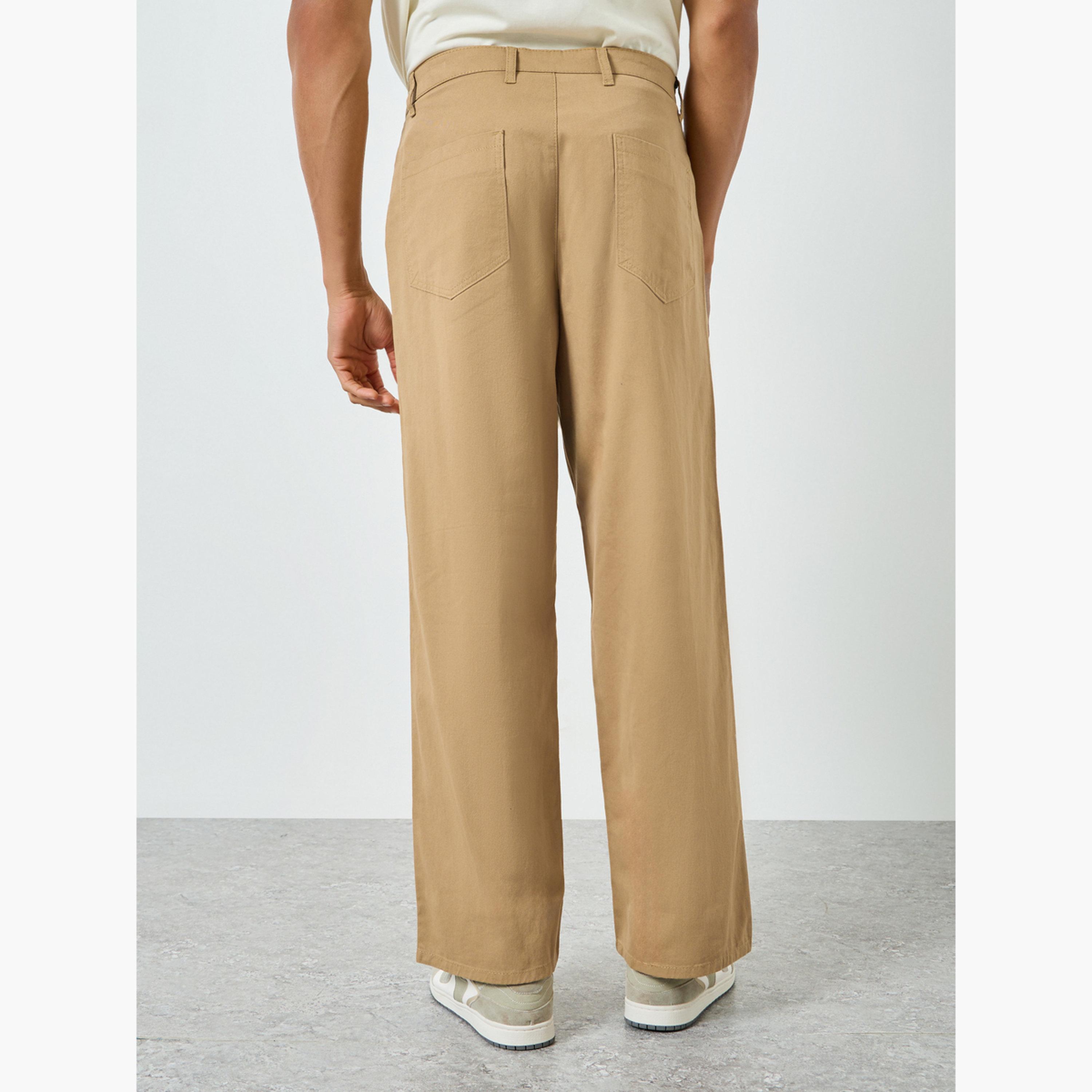 Styli Men Beige Wide Leg Trousers-men-clothing-bottoms-trousersandchinos-trousers-image-3