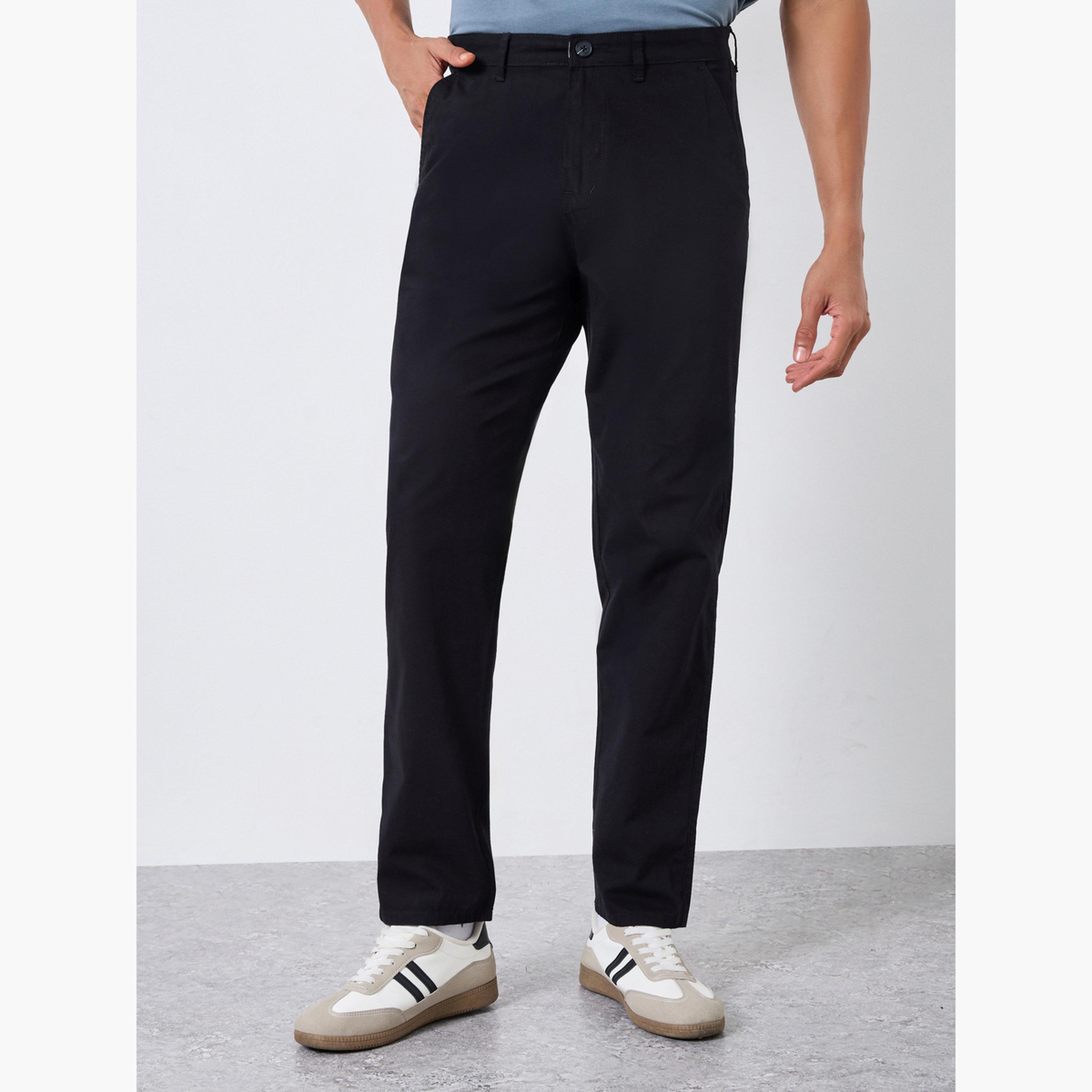 Styli Men Black Tailored Fit Trousers-men-clothing-bottoms-trousersandchinos-trousers-image-1