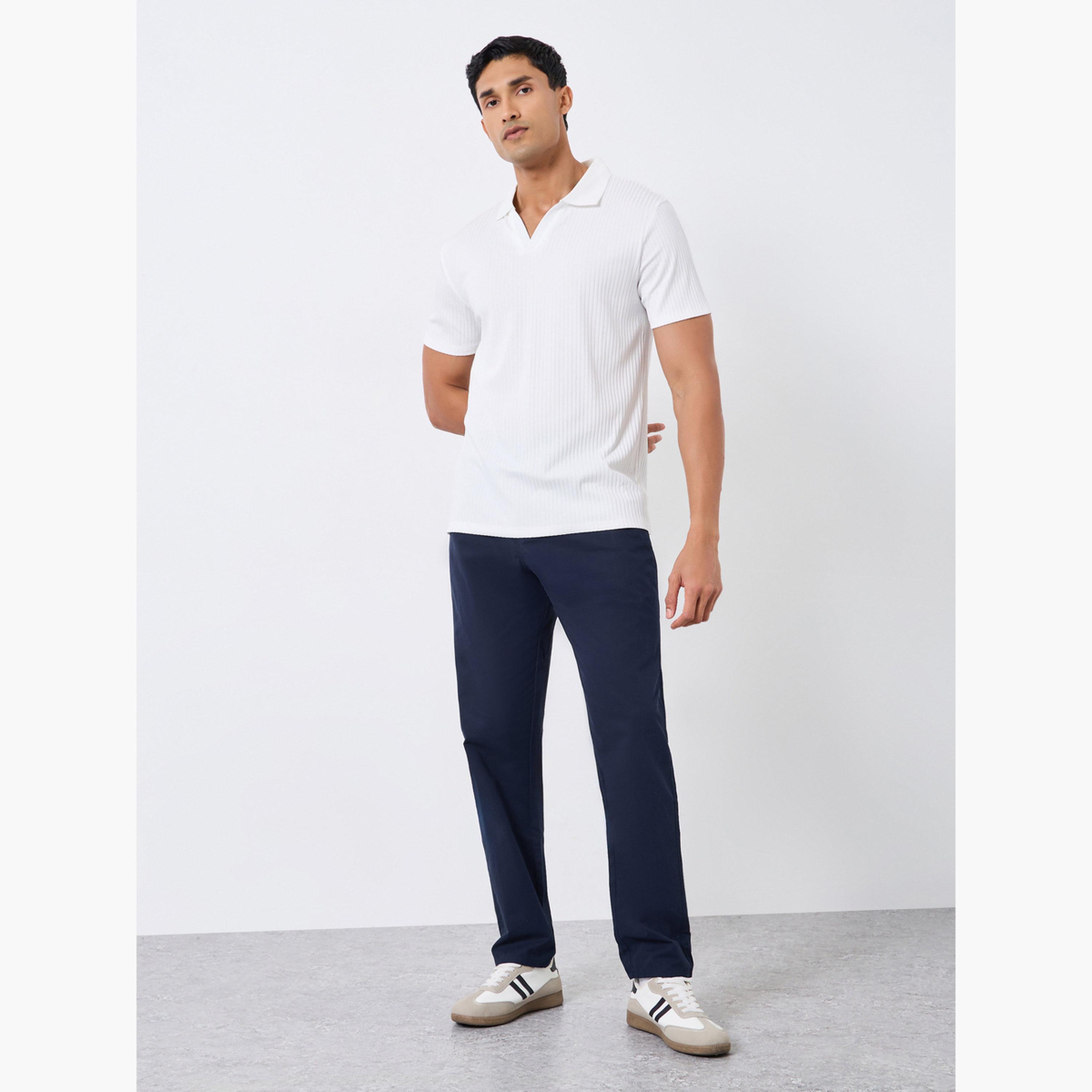 Styli Men Navy Blue Regular Tapered Tailored Trousers-men-clothing-bottoms-trousersandchinos-trousers-image-2