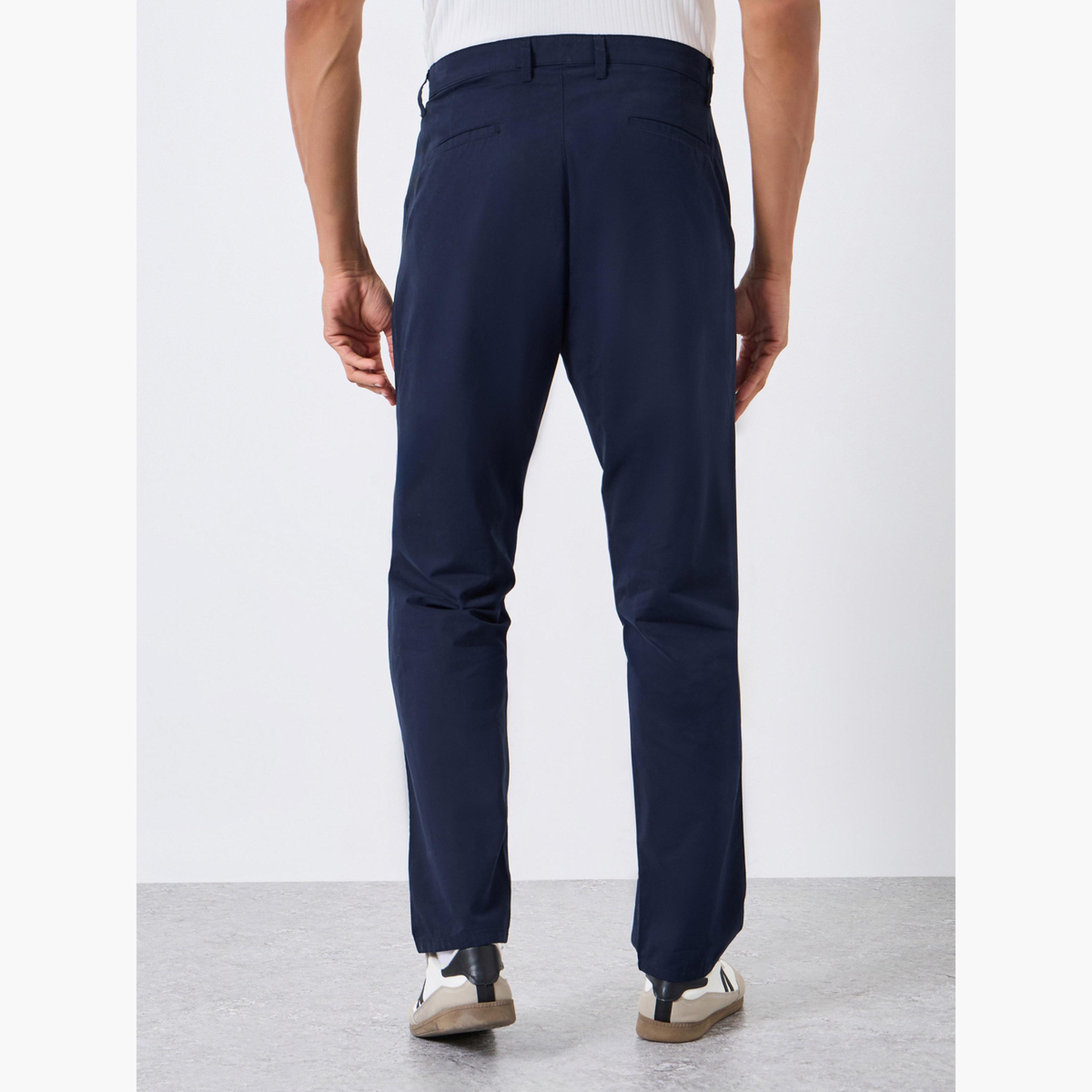 Styli Men Navy Blue Regular Tapered Tailored Trousers-men-clothing-bottoms-trousersandchinos-trousers-image-3