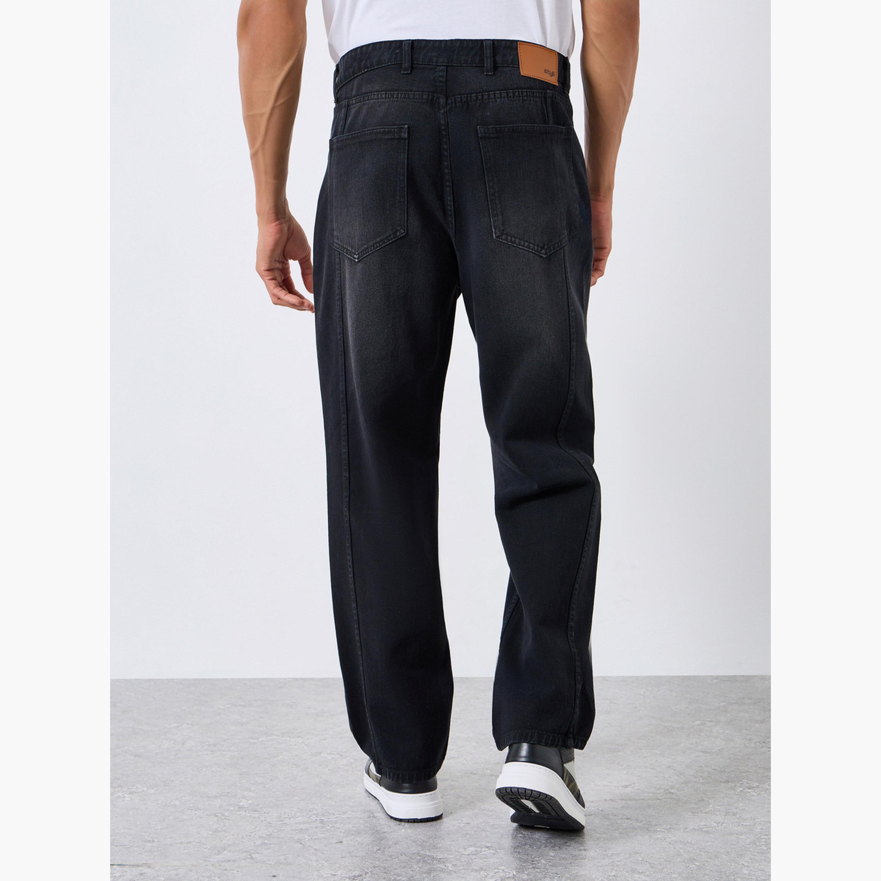 Styli Men Black Dark Wash Loose Fit Jeans-men-clothing-bottoms-jeans-image-4
