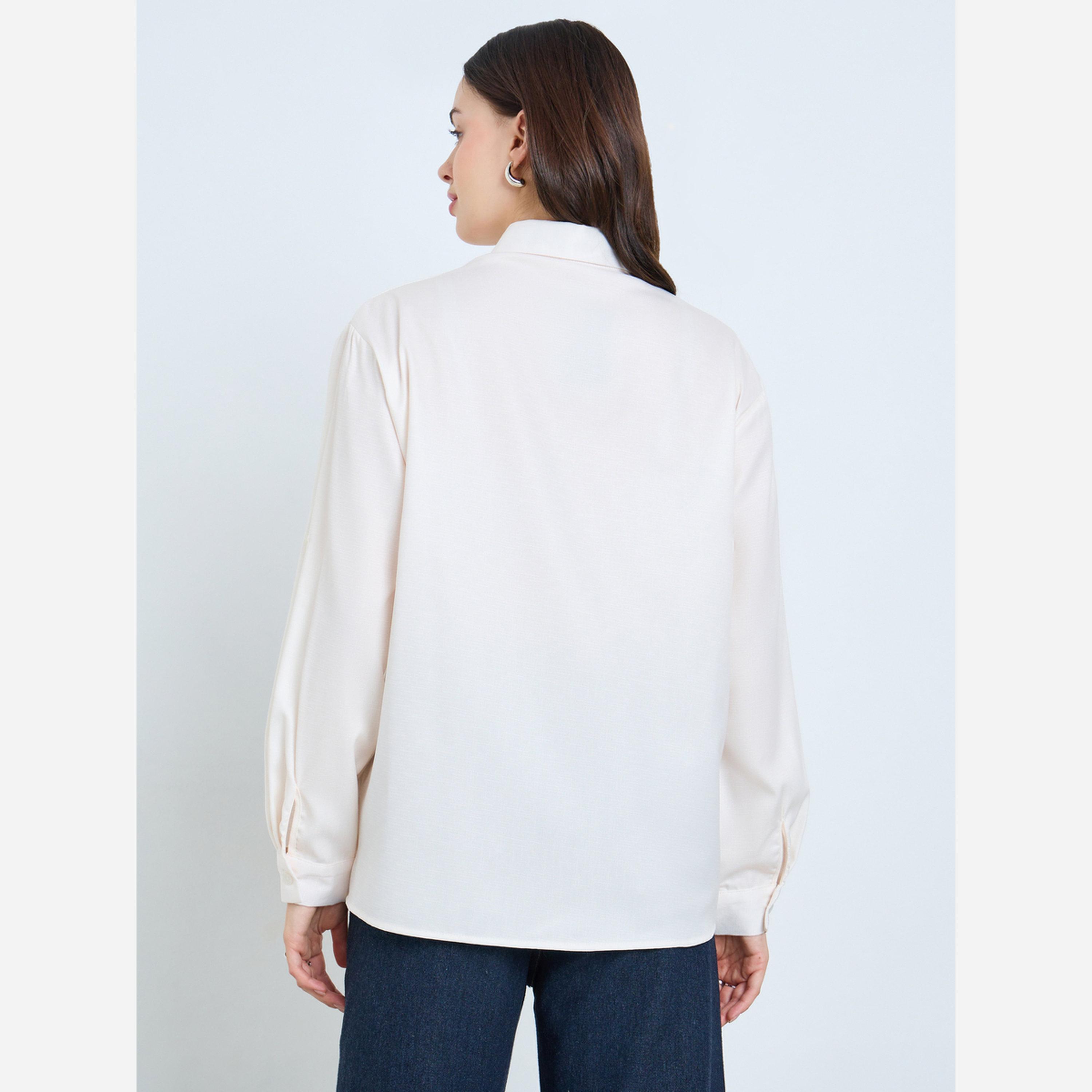 ستايلي - قميص لون بيج مطرز بالزهور أكمام طويلة-women-clothing-shirtsandblouses-shirts-image-5