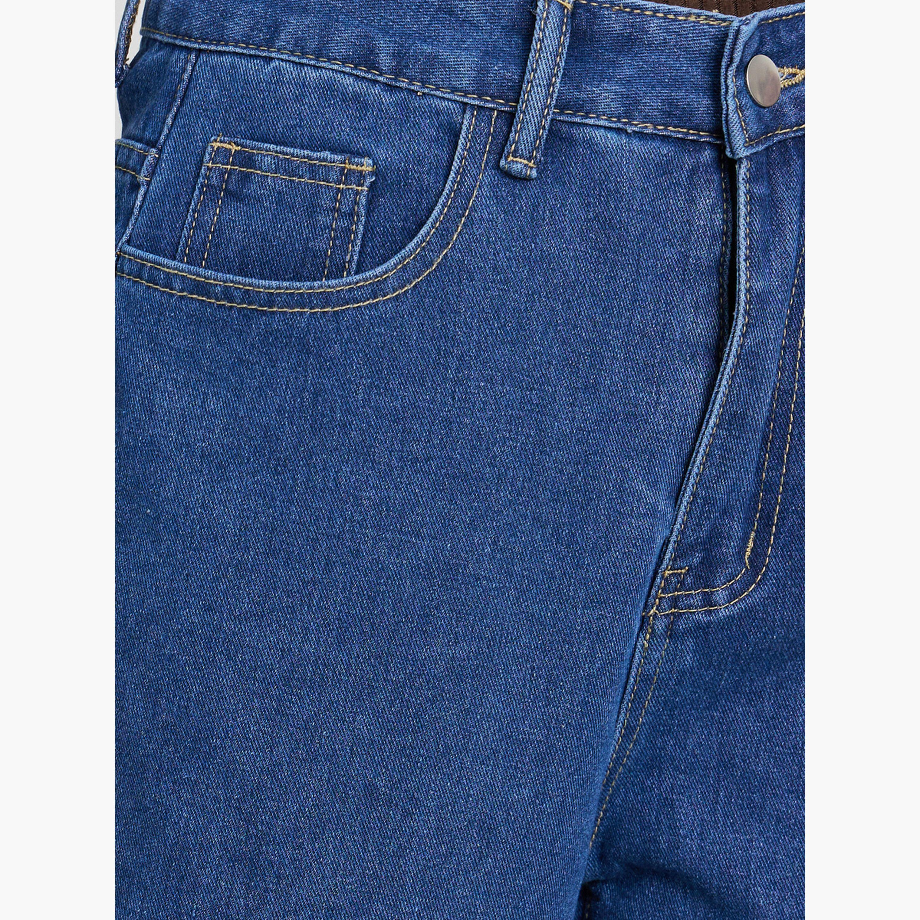 ستايلي - بنطال جينز أزرق داكن بخصر عالٍ وساق واسع-women-clothing-bottoms-jeans-image-3