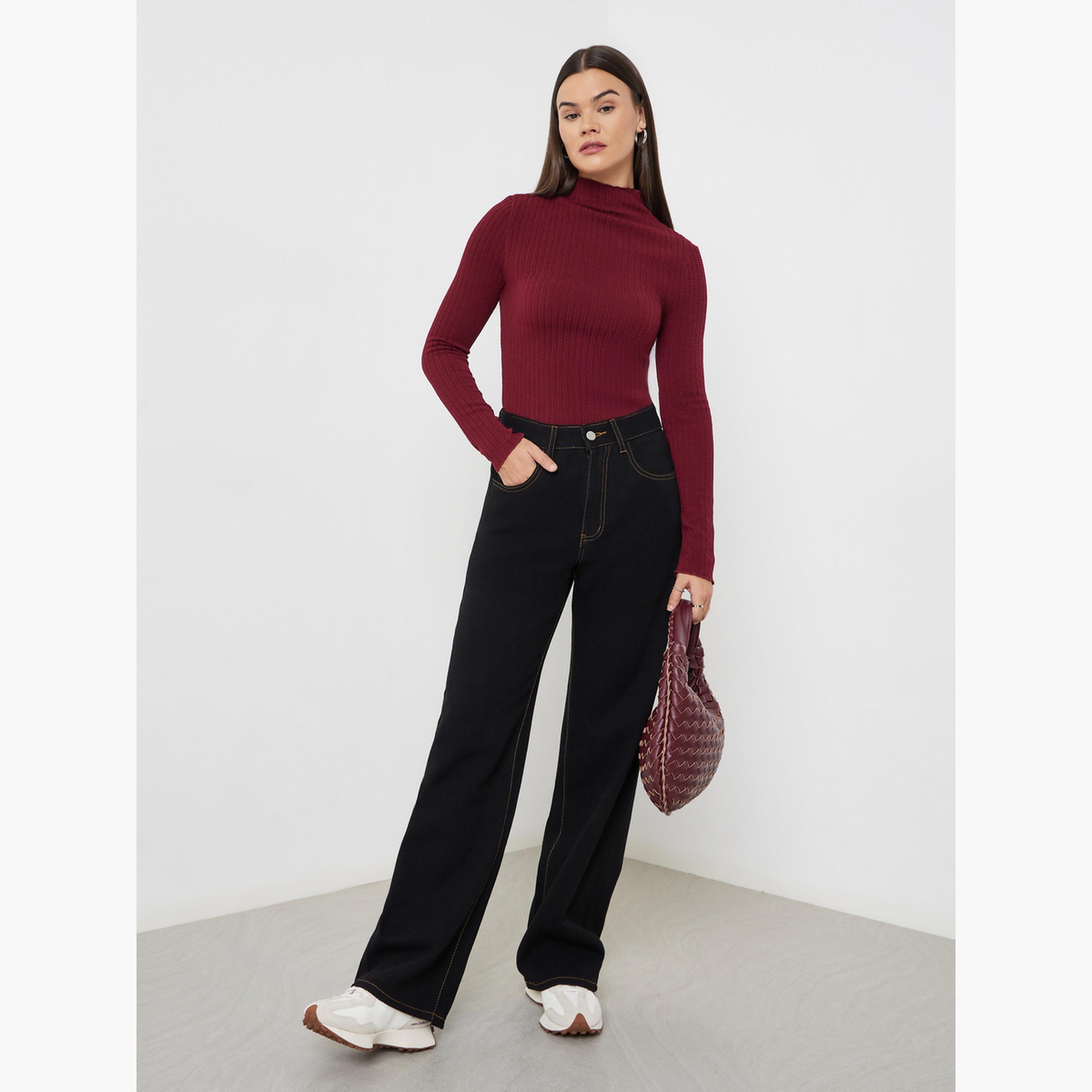 ستايلي - جينز أسود بقصة واسع وخصر عالي-women-clothing-bottoms-jeans-image-2