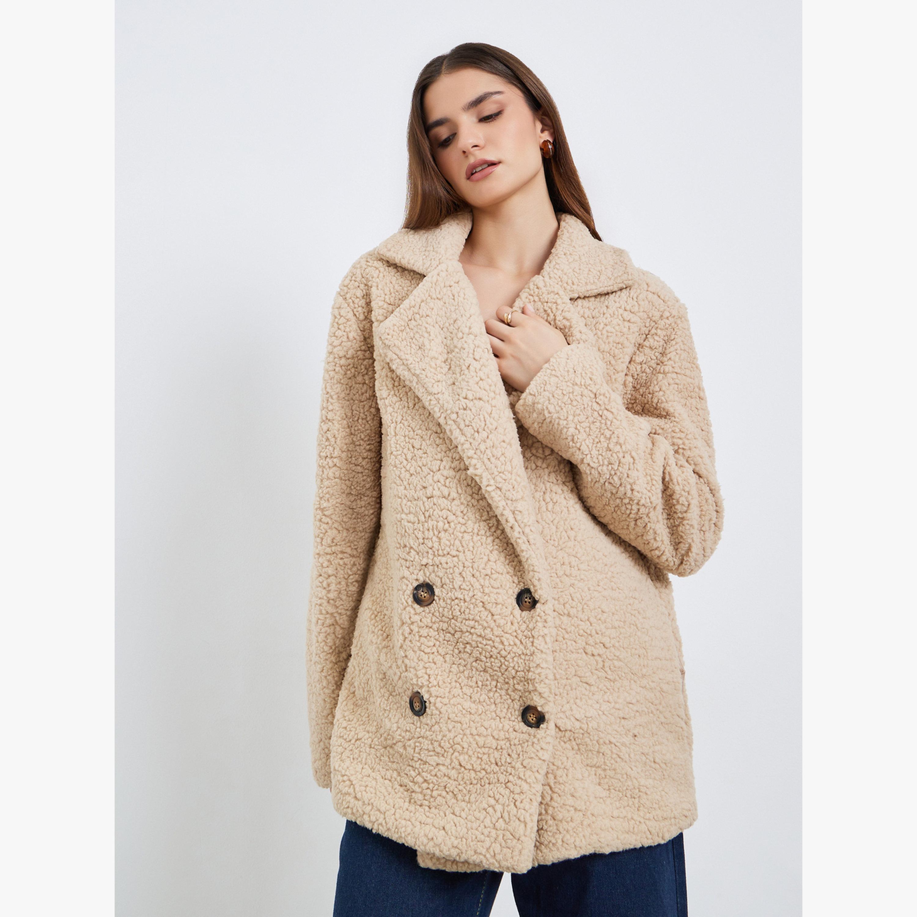 Styli Women Double-Breasted Teddy Coat-women-clothing-coatsandjackets-coats-image-1