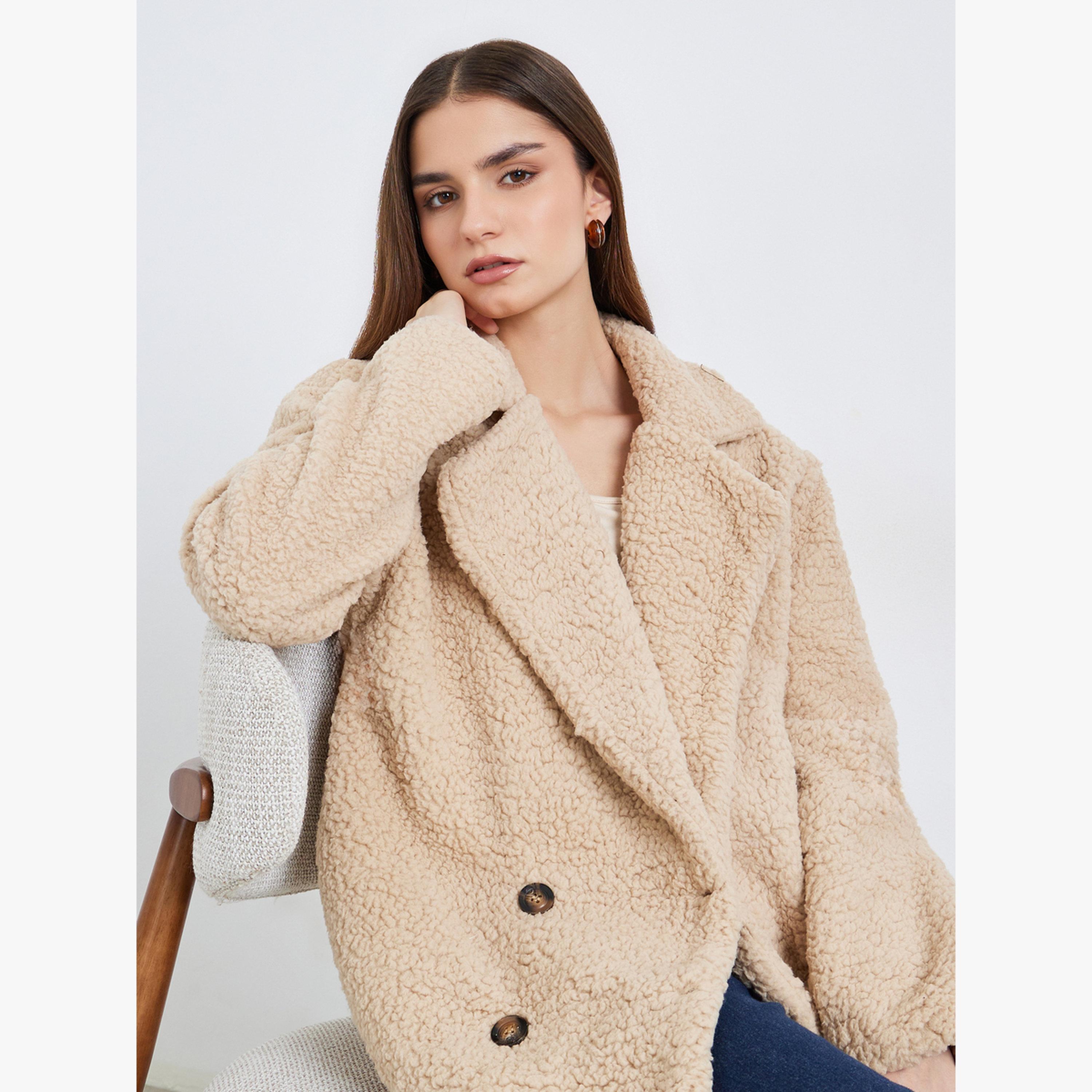 Styli Women Double-Breasted Teddy Coat-women-clothing-coatsandjackets-coats-image-3