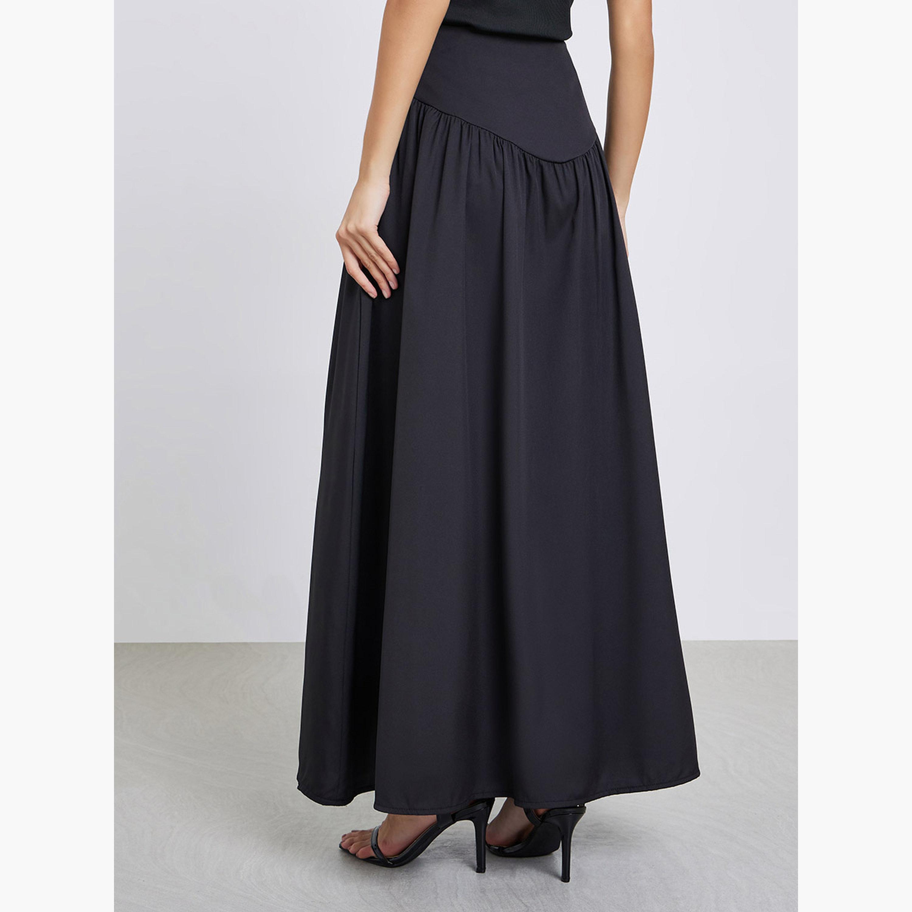 ستايلي - تنورة ماكسي سوداء بحزام خصر عريض-women-clothing-bottoms-skirts-image-4
